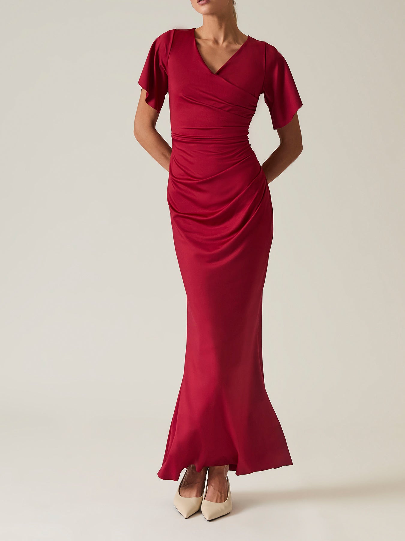 Gathered Maxi Dress Red