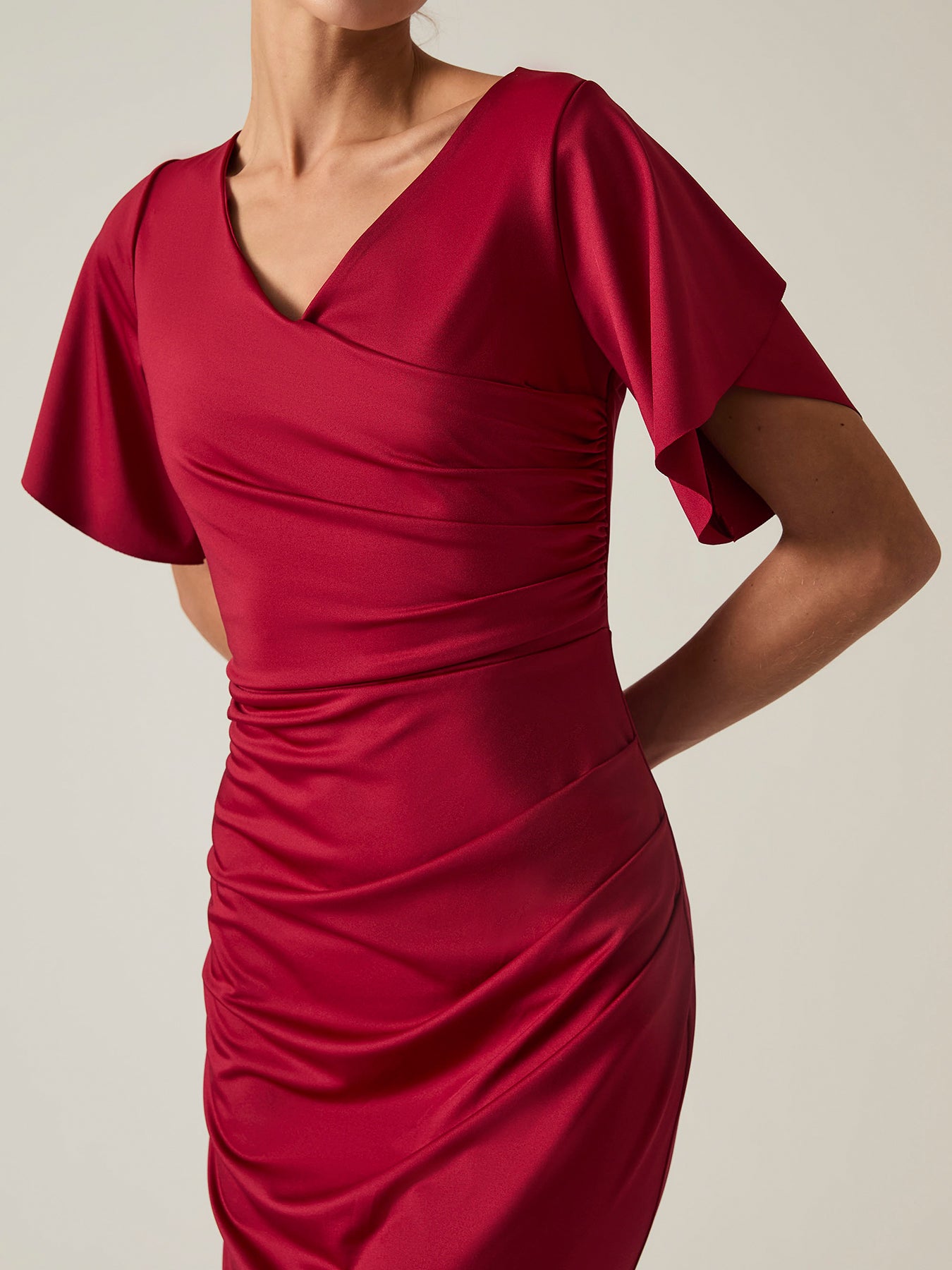 Gathered Maxi Dress Red