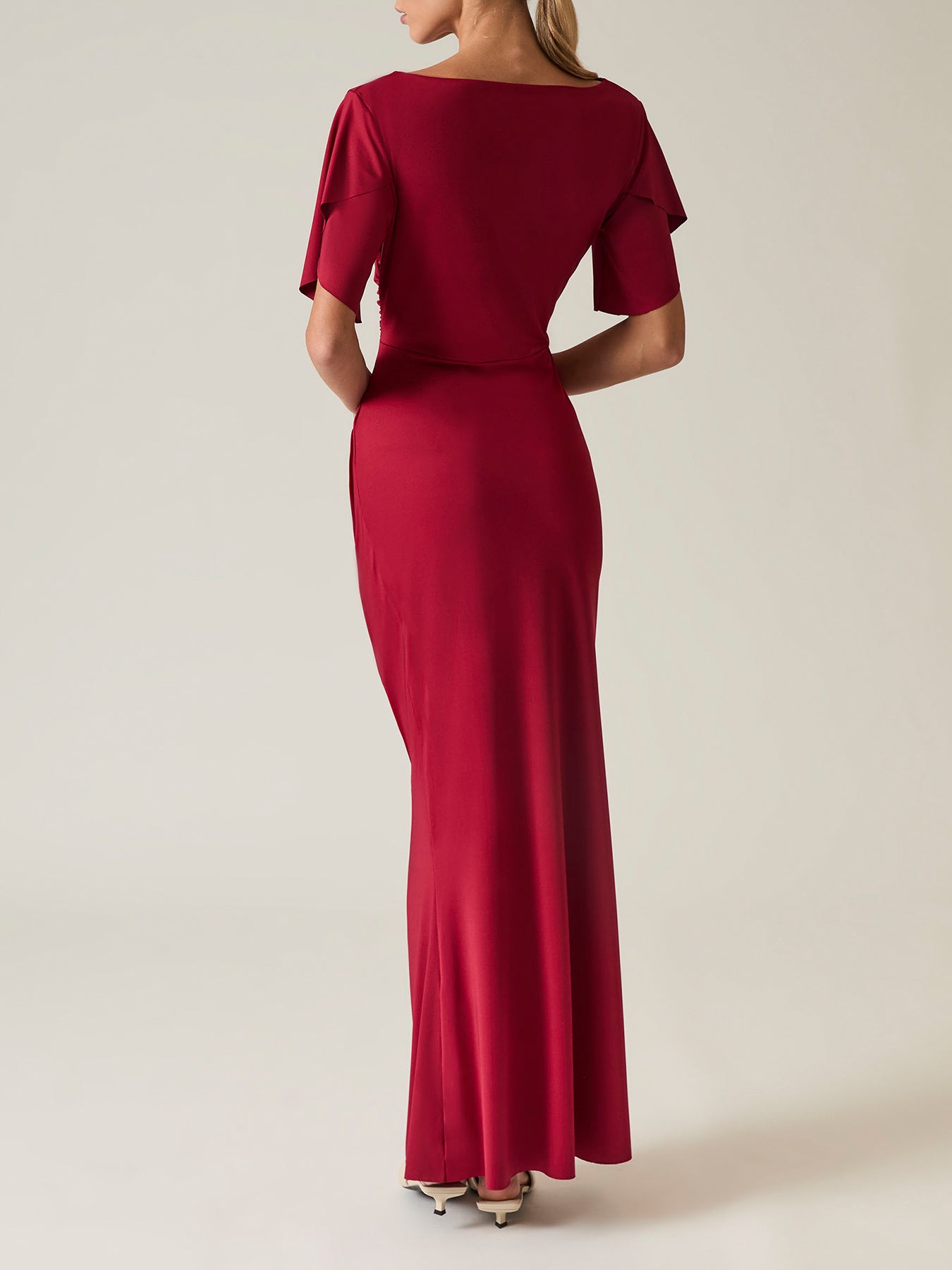 Gathered Maxi Dress Red