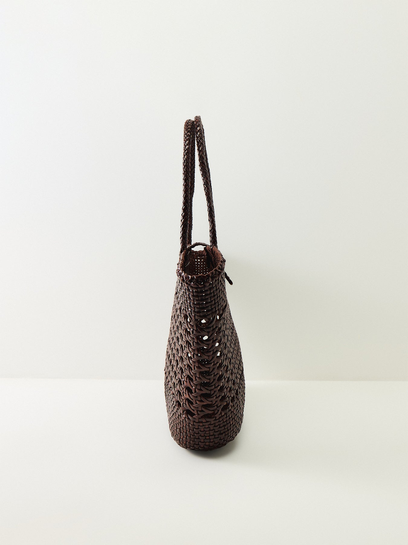 Rixo x Dragon Diffusion Lucine Woven Leather Bag Dark Brown