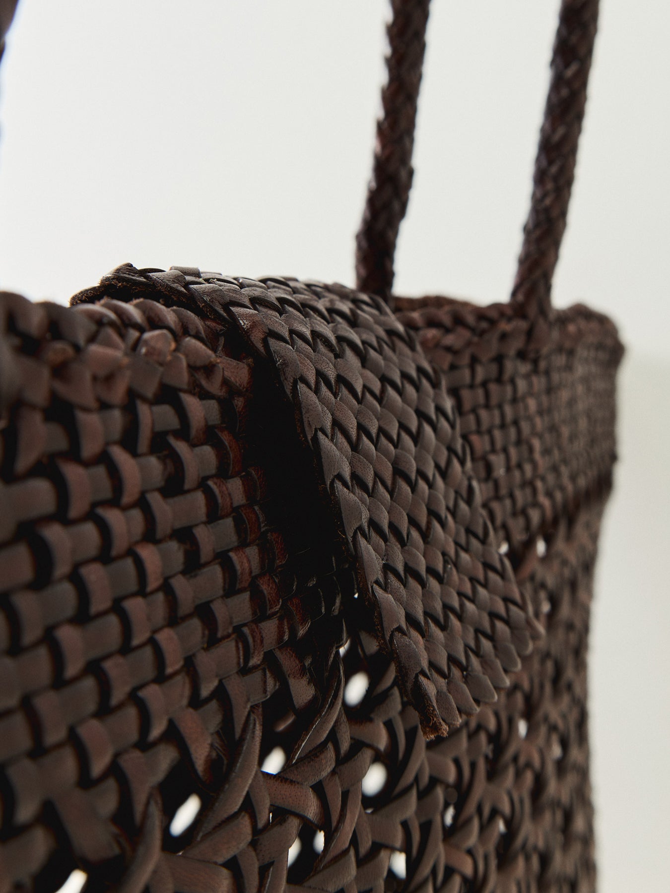 Rixo x Dragon Diffusion Lucine Woven Leather Bag Dark Brown