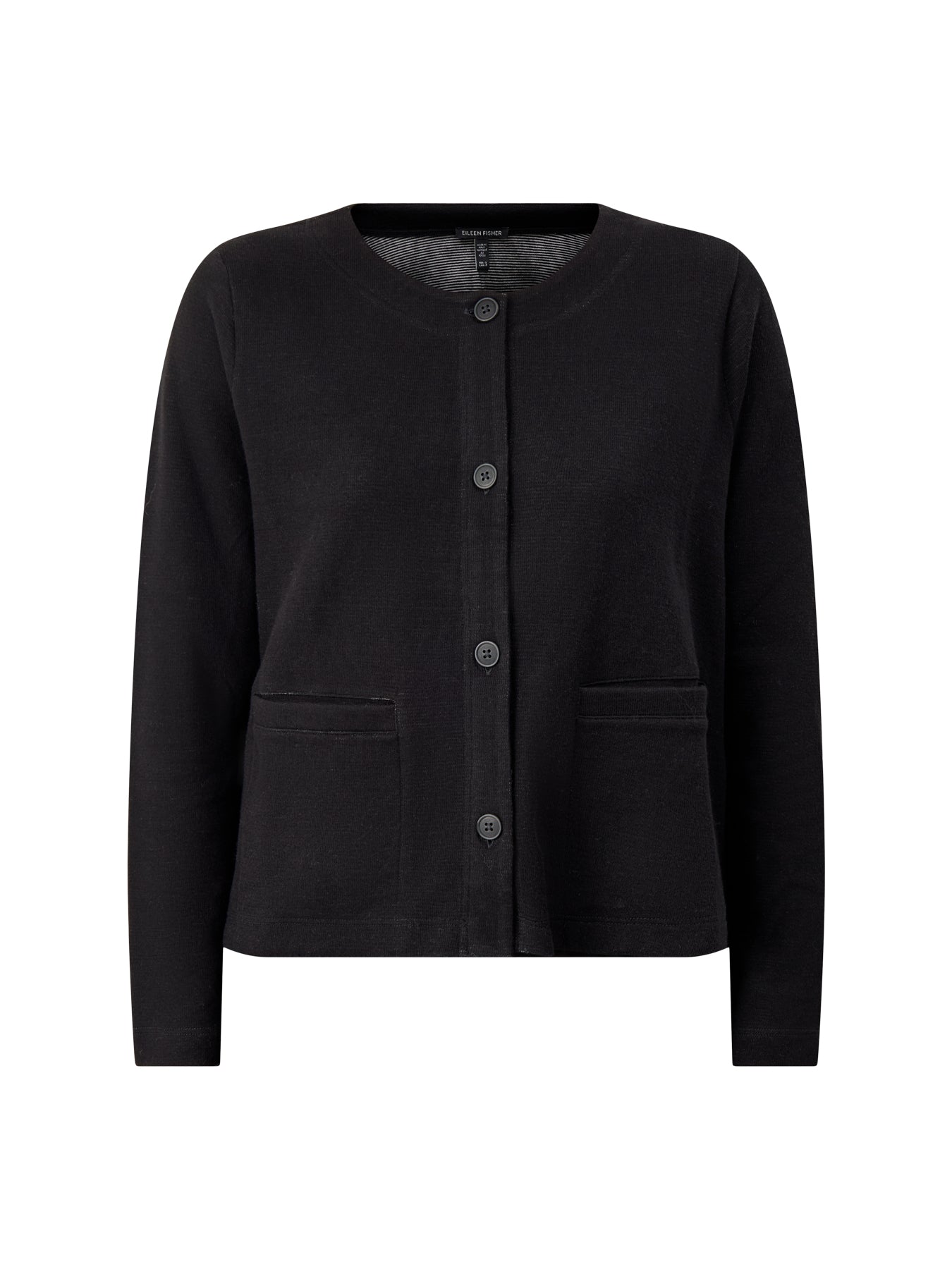Short Round Neck Jacket Black