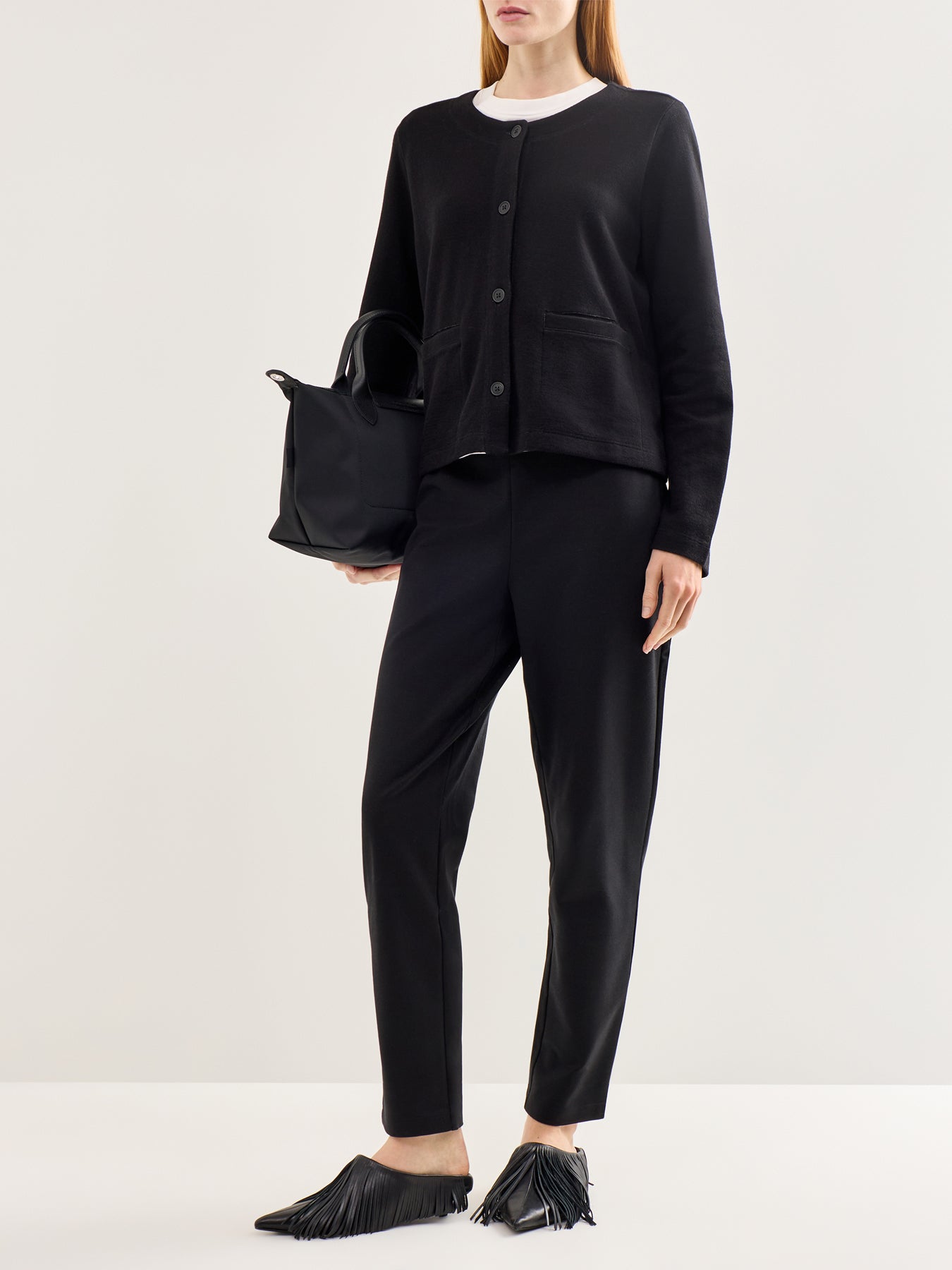 Short Round Neck Jacket Black