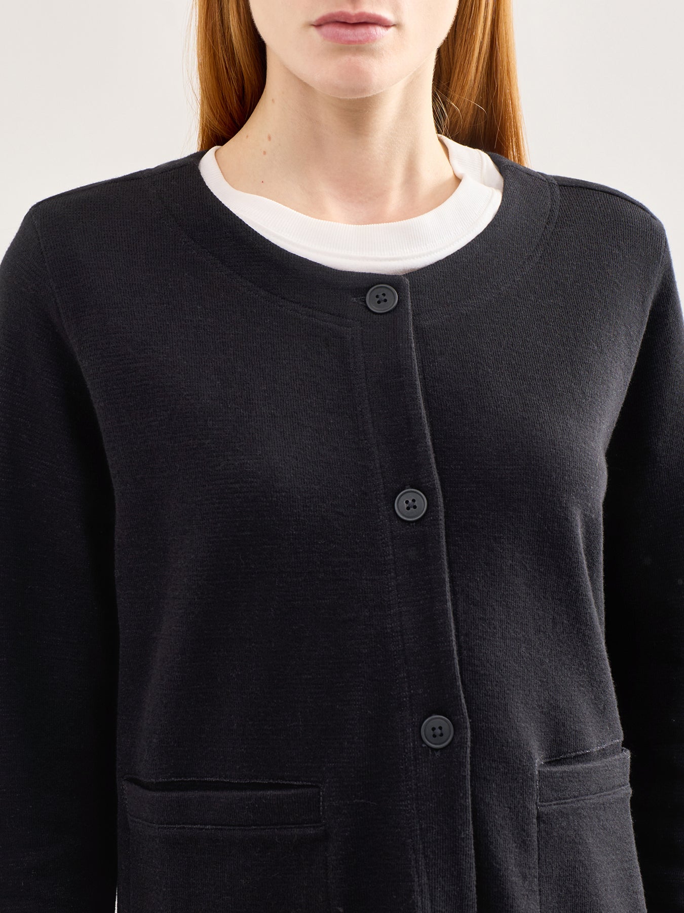 Short Round Neck Jacket Black