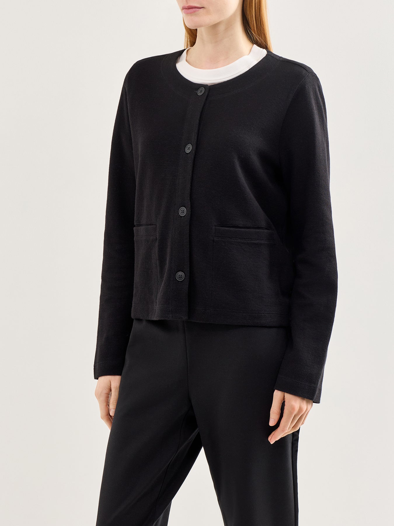 Short Round Neck Jacket Black