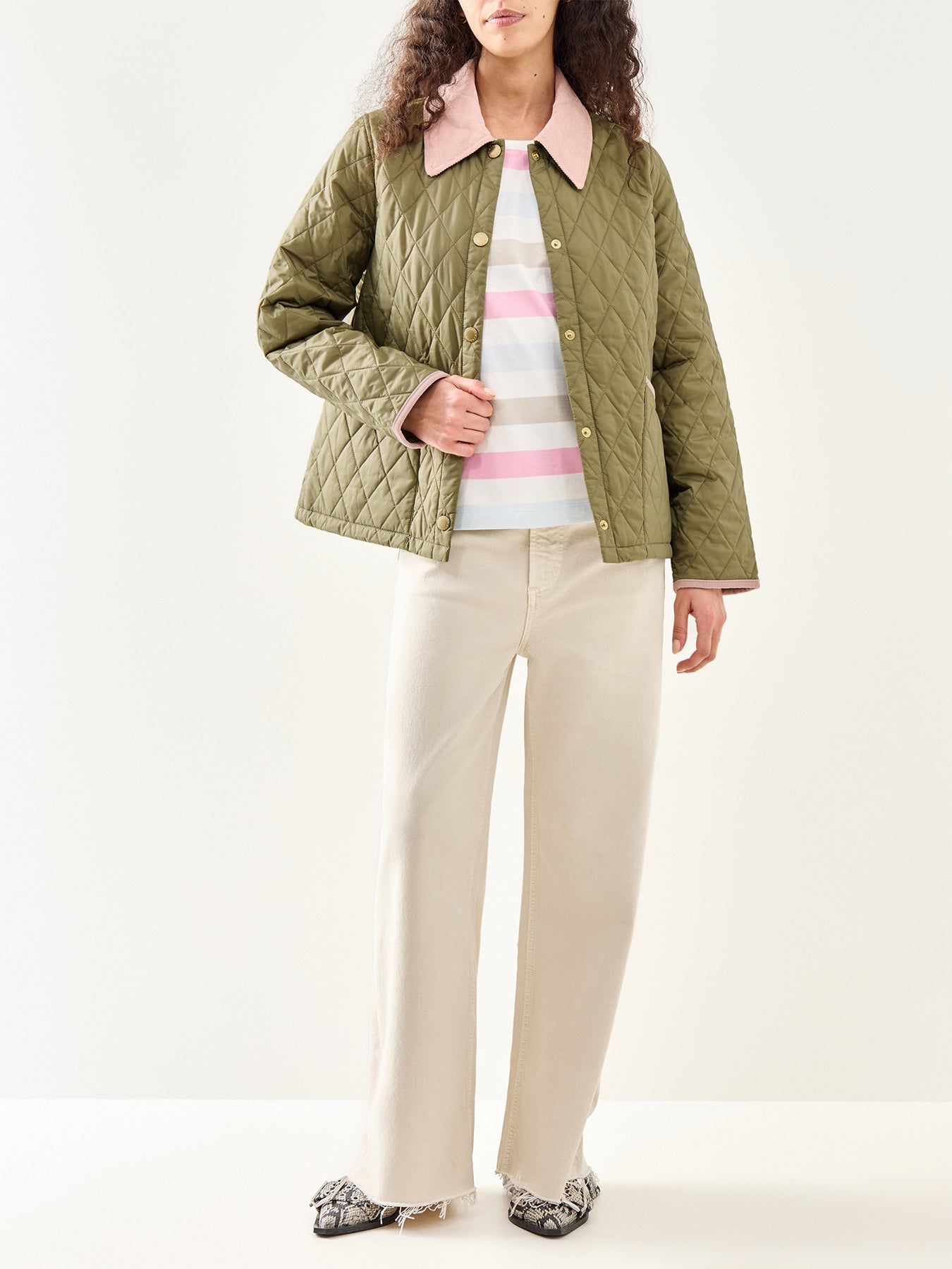 Icons Cropped Liddesdale Quilted Jacket Olive Green