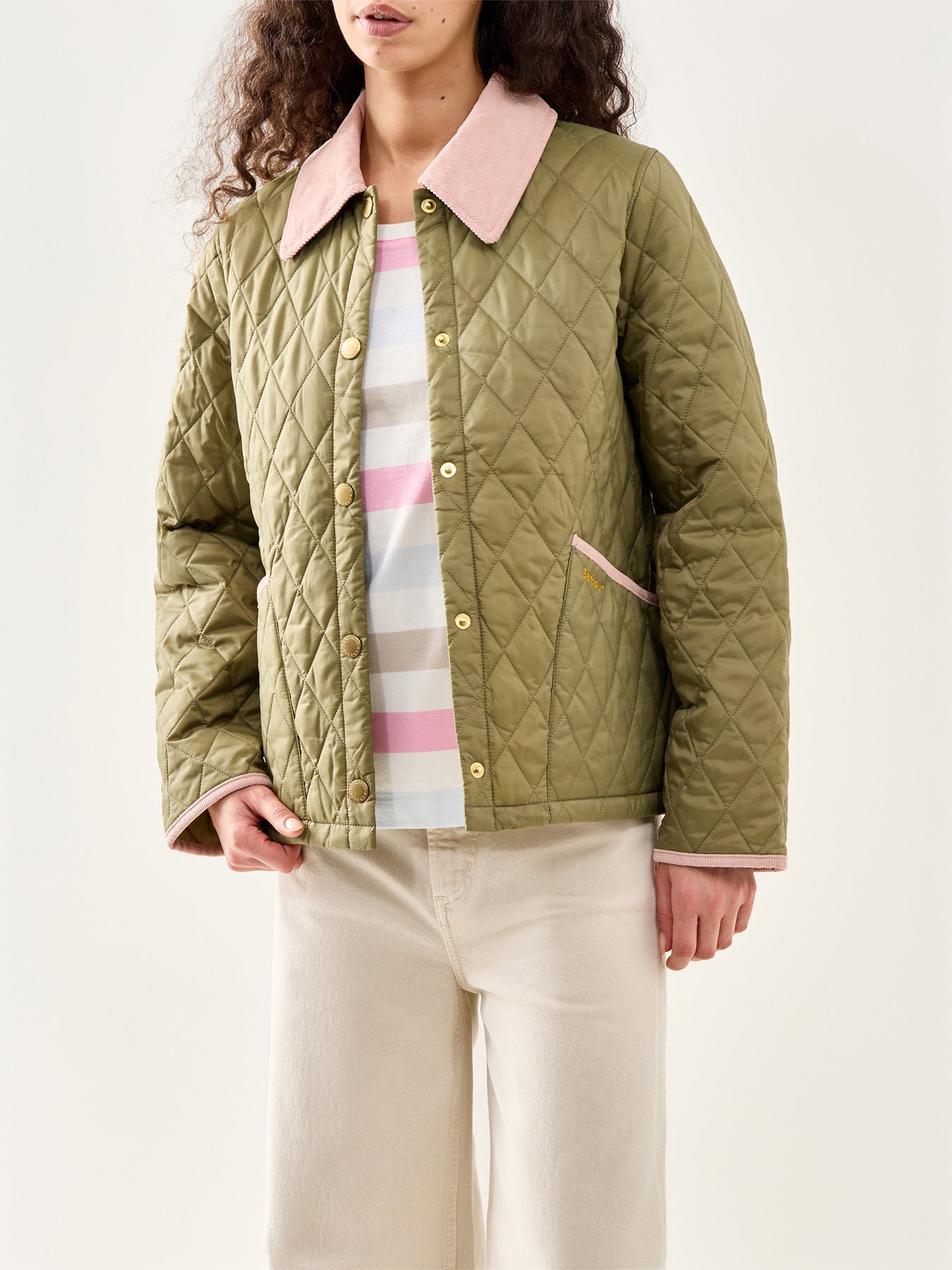 Icons Cropped Liddesdale Quilted Jacket Olive Green