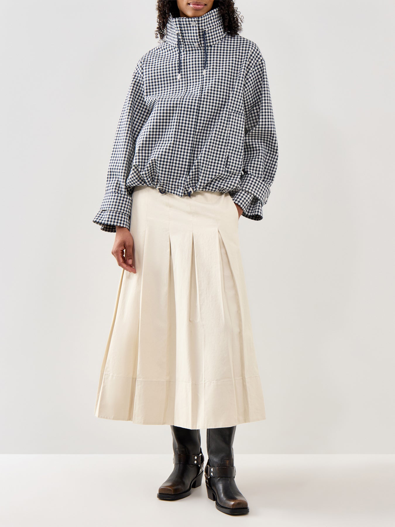 Bronwyn Check Showerproof Jacket Navy