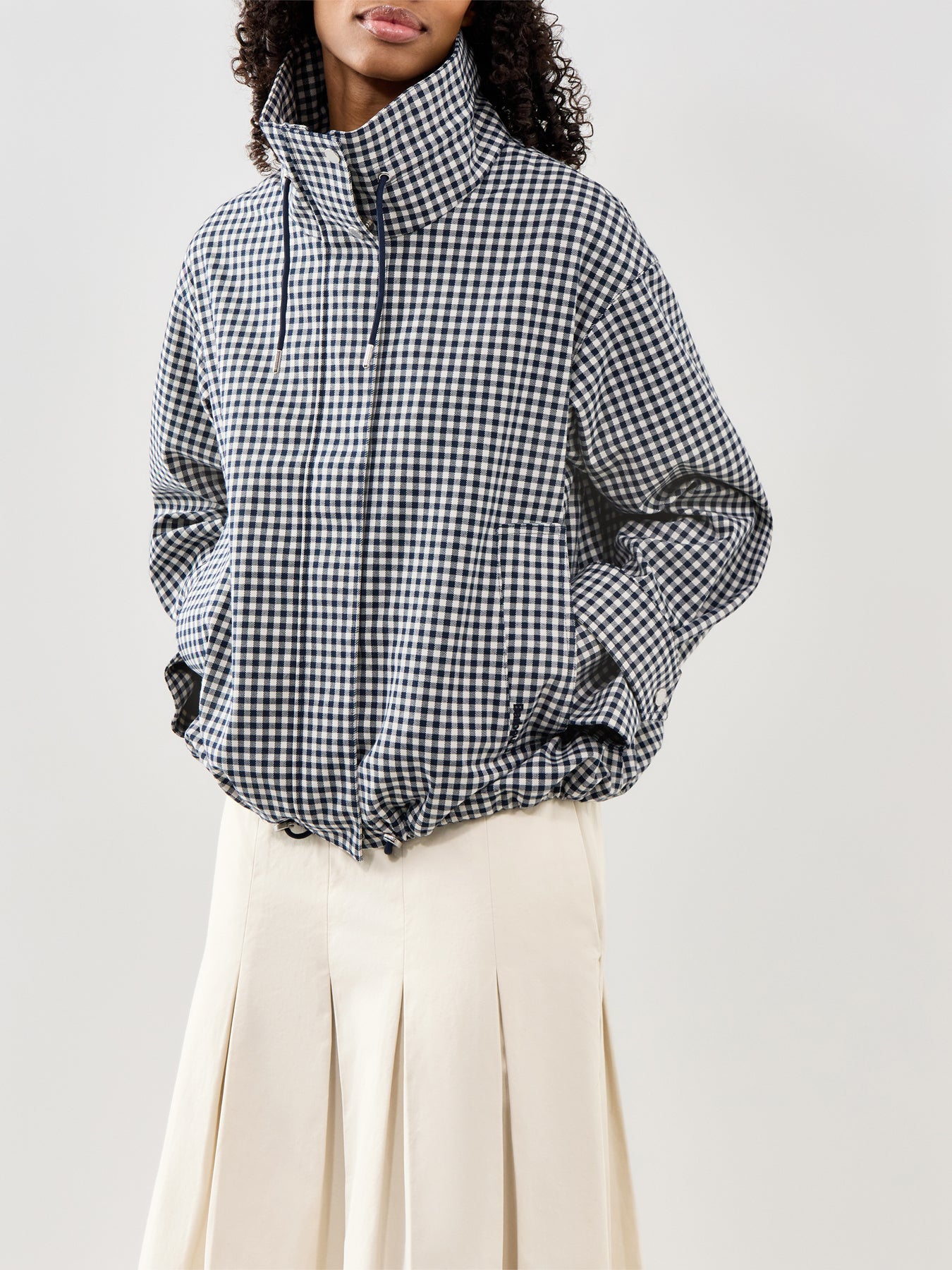 Bronwyn Check Showerproof Jacket Navy