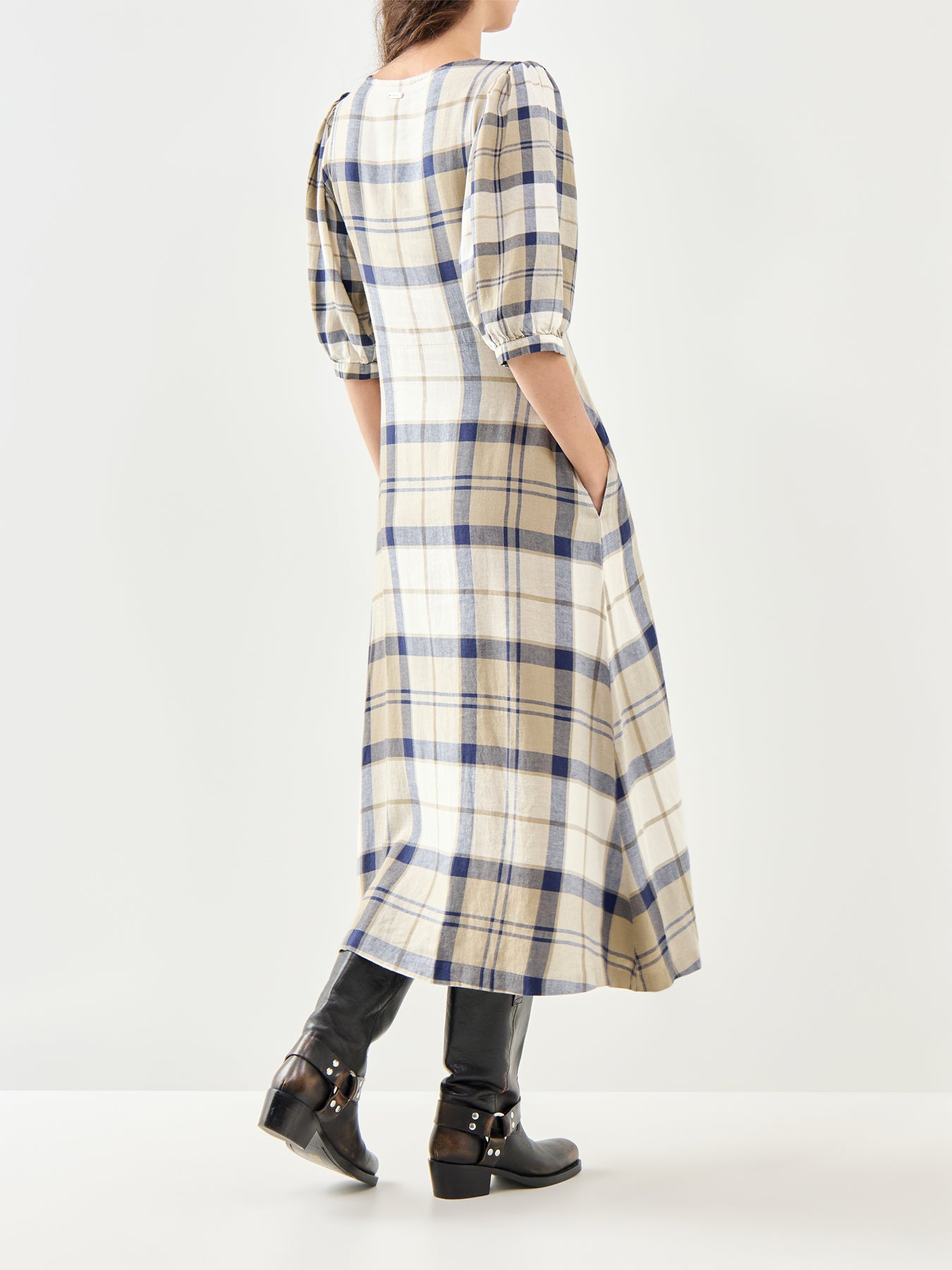 Ballina Midi Dress Navy Tartan