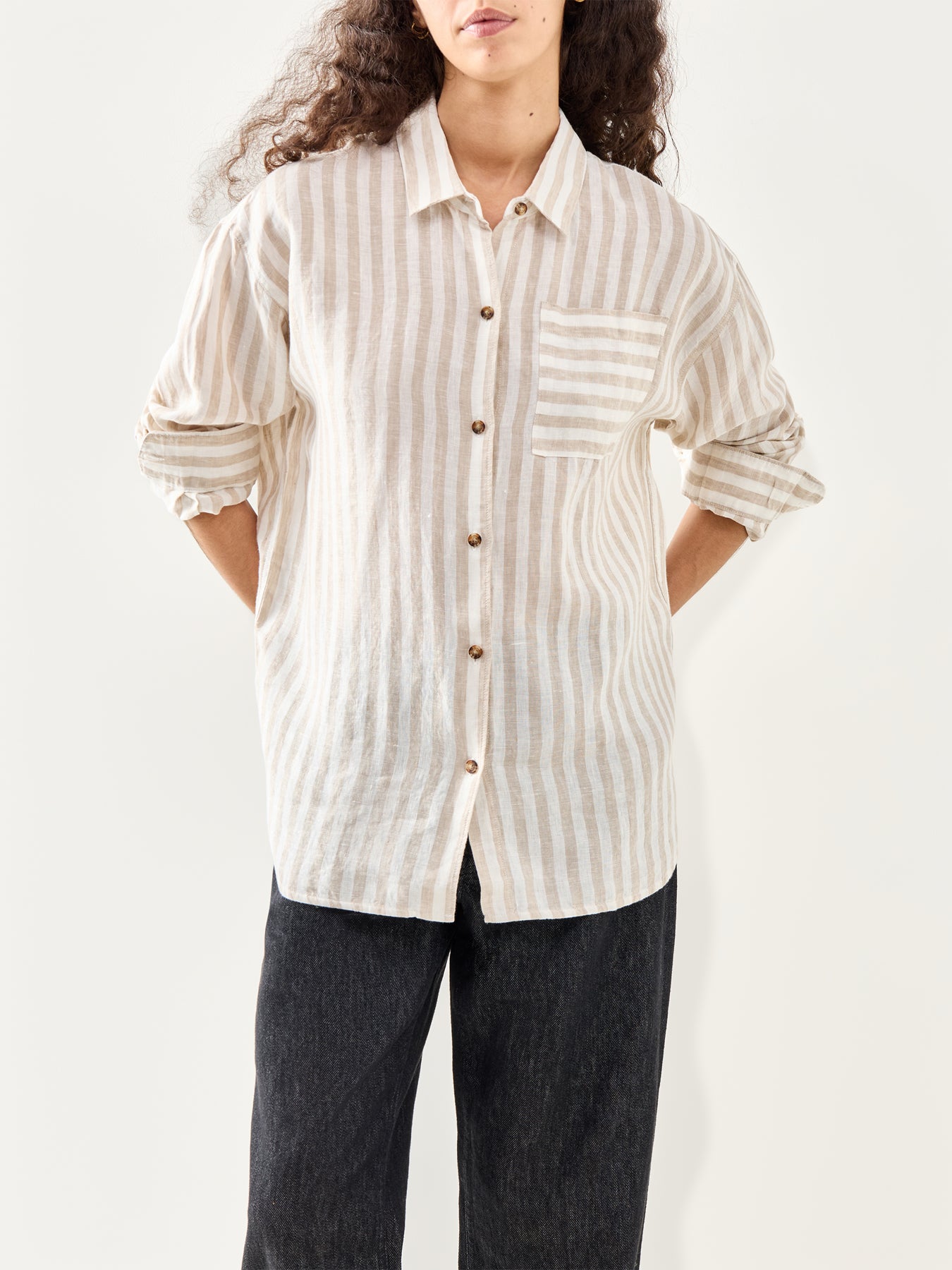 Annie Shirt Light Sand Stripe