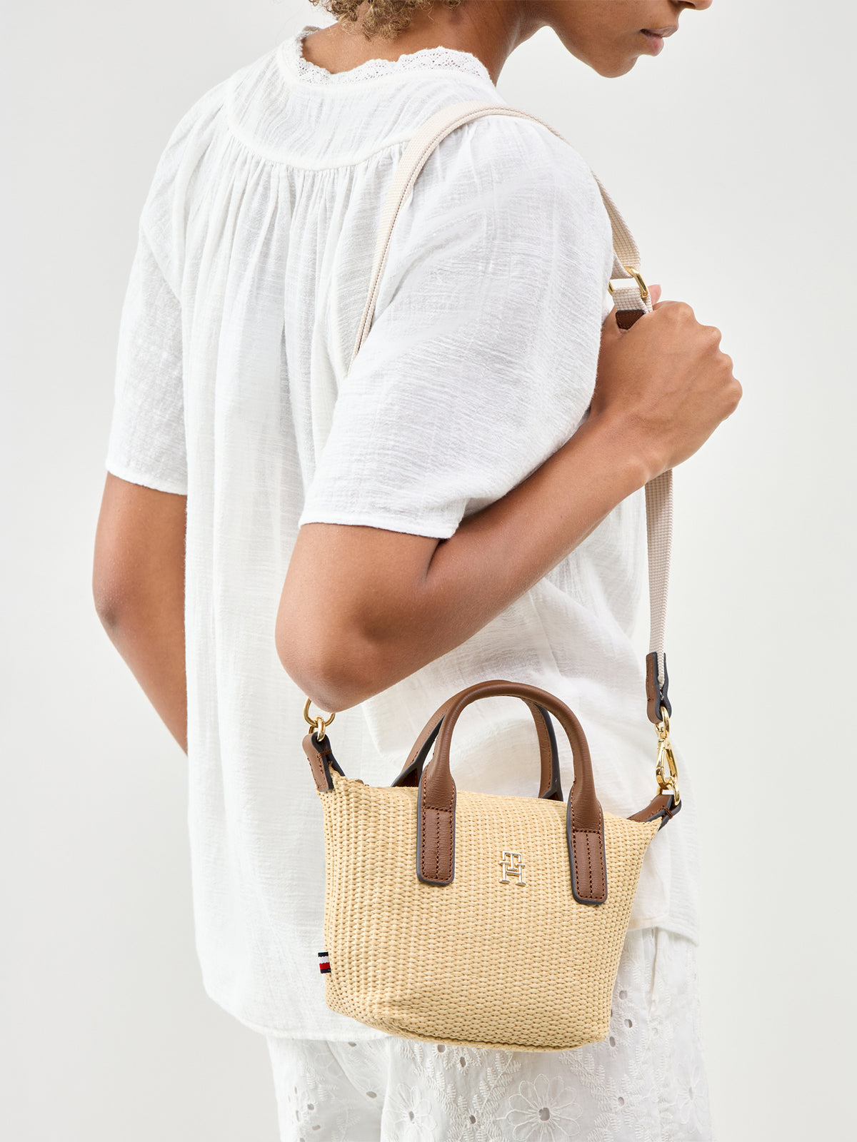 Popette Mini Raffia Tote Bag Tan
