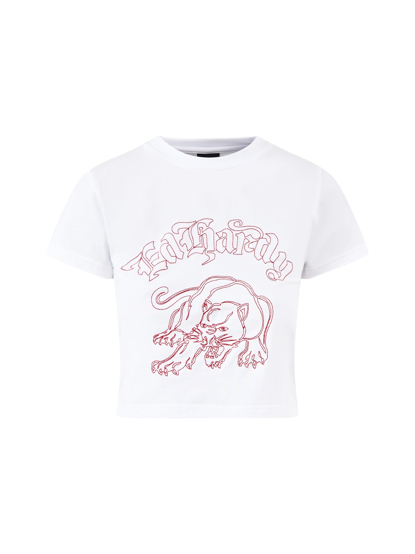 Panther Embroidered Baby Tee White