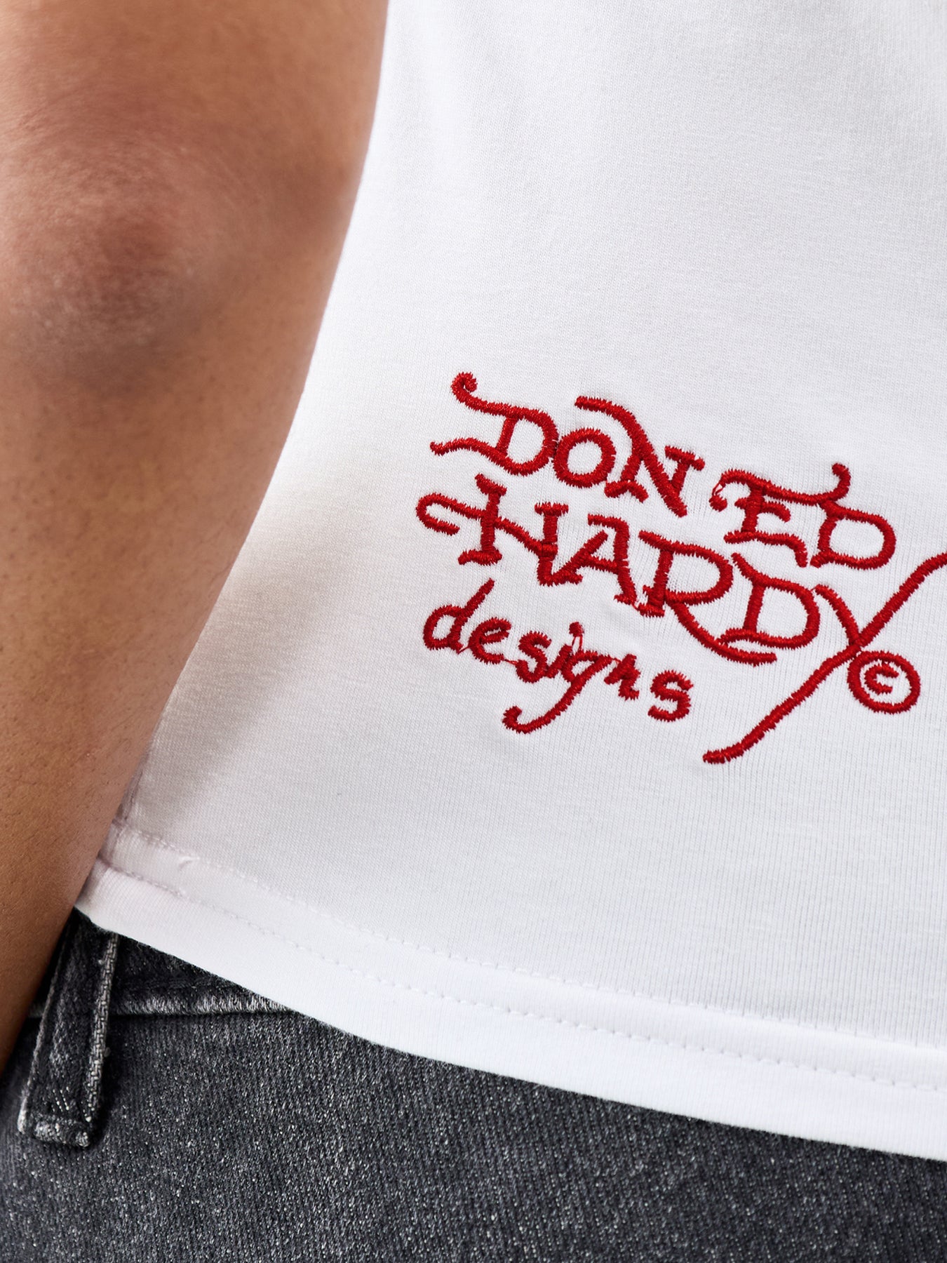 Broken Hearts Contrast Baby Tee White