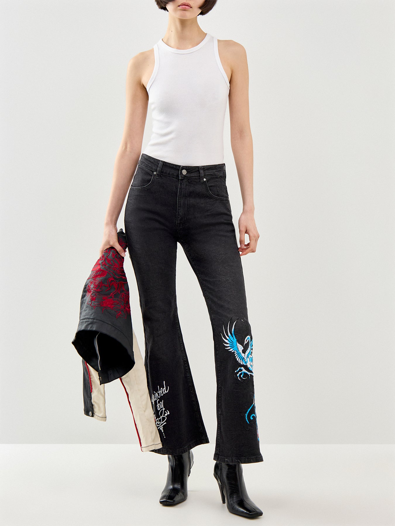 Rising Phoenix Flared Jeans Black