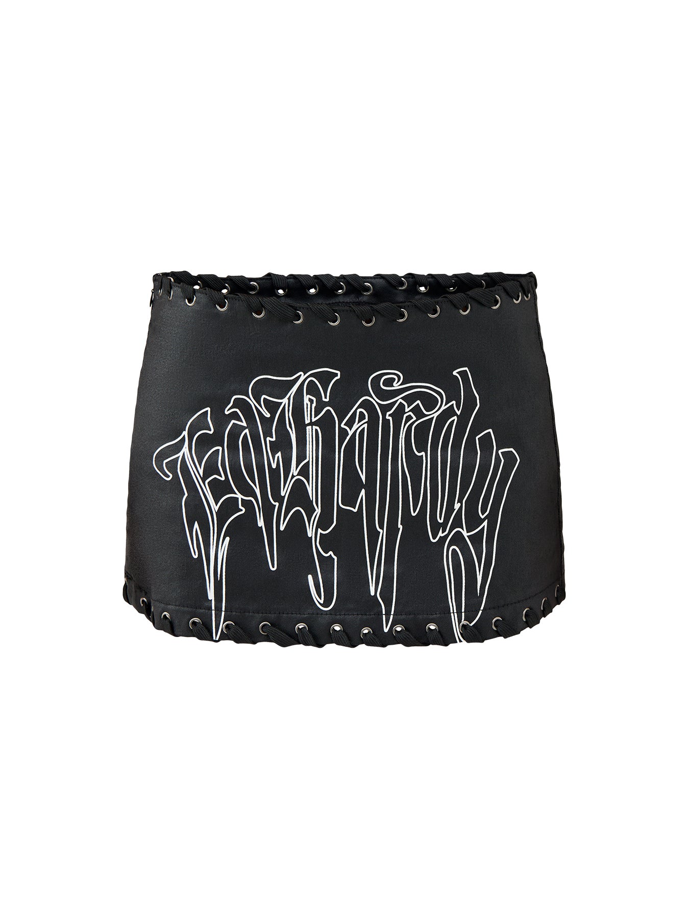 Gothic Drip Braided Denim Mini Skirt Black