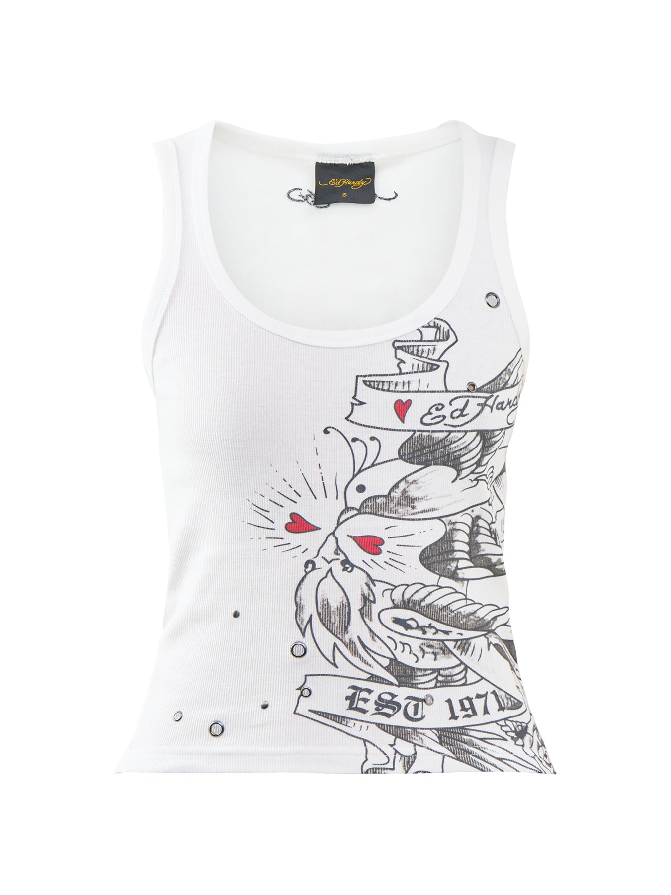 Love Birds Ribbed Eyelet Vest White