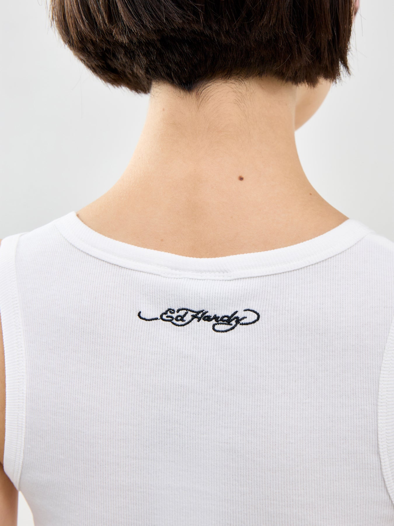 Love Birds Ribbed Eyelet Vest White