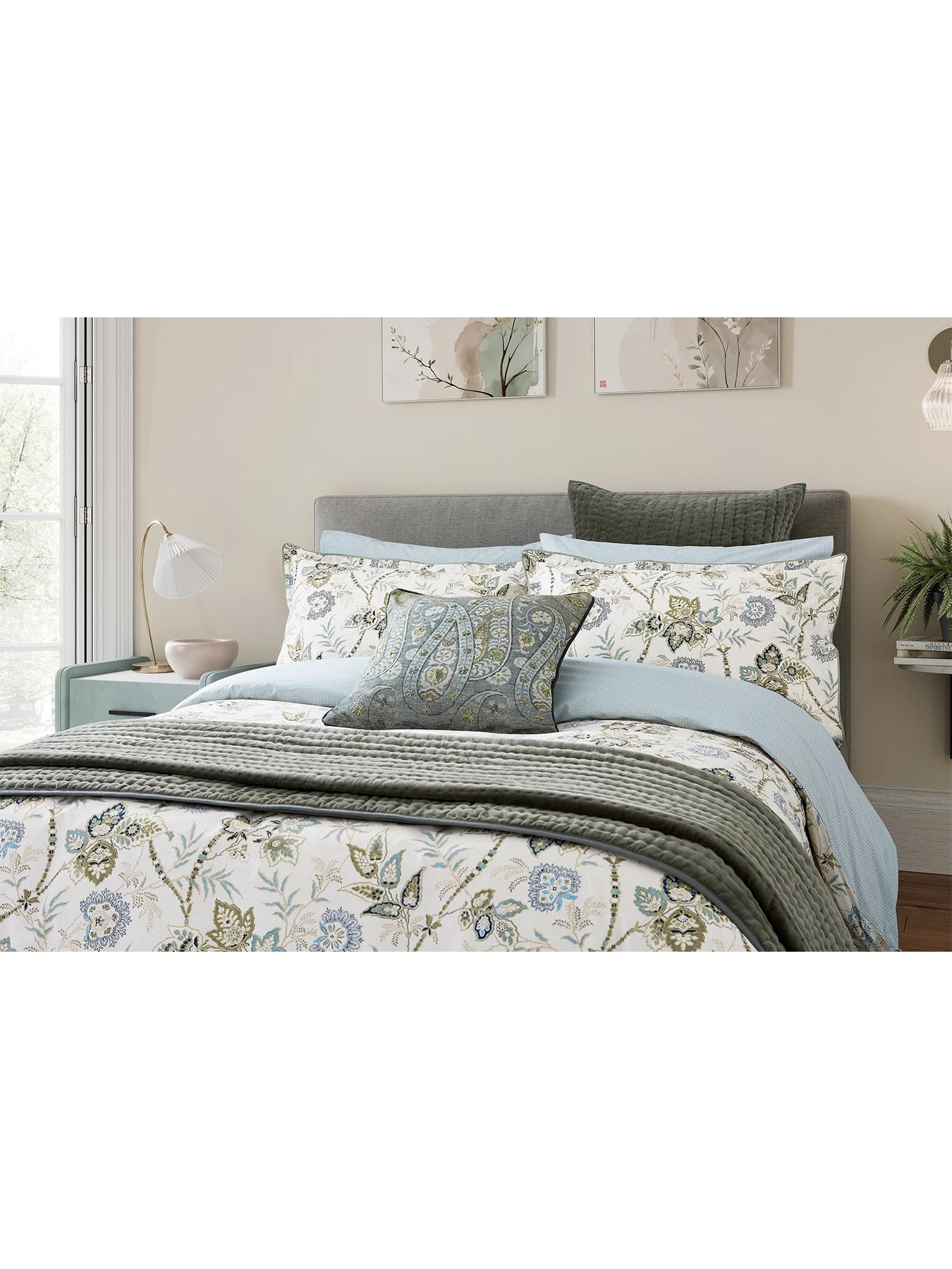 Emira Cover Set Soft Teal & Green Double