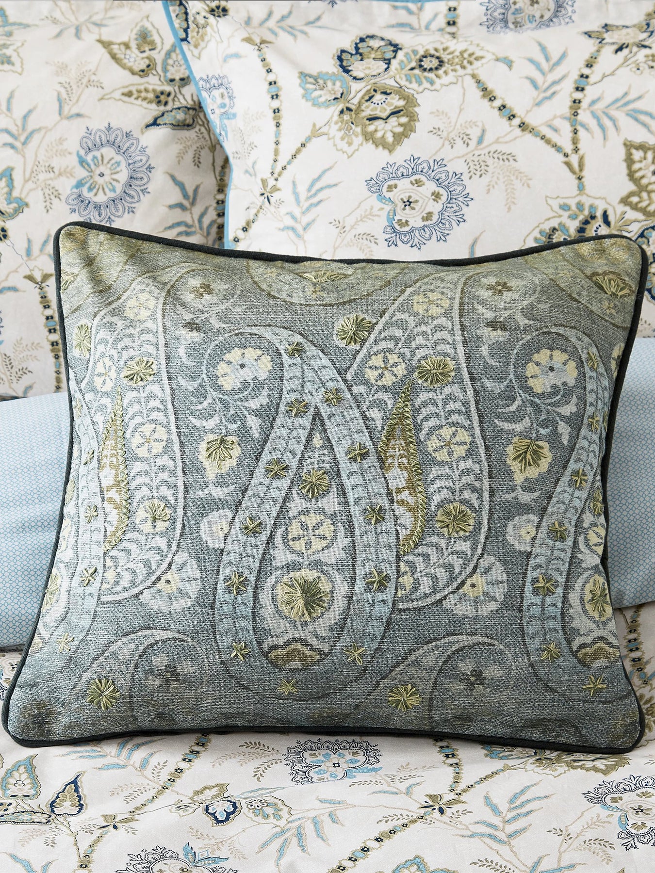 Emira Cover Set Soft Teal & Green Superking