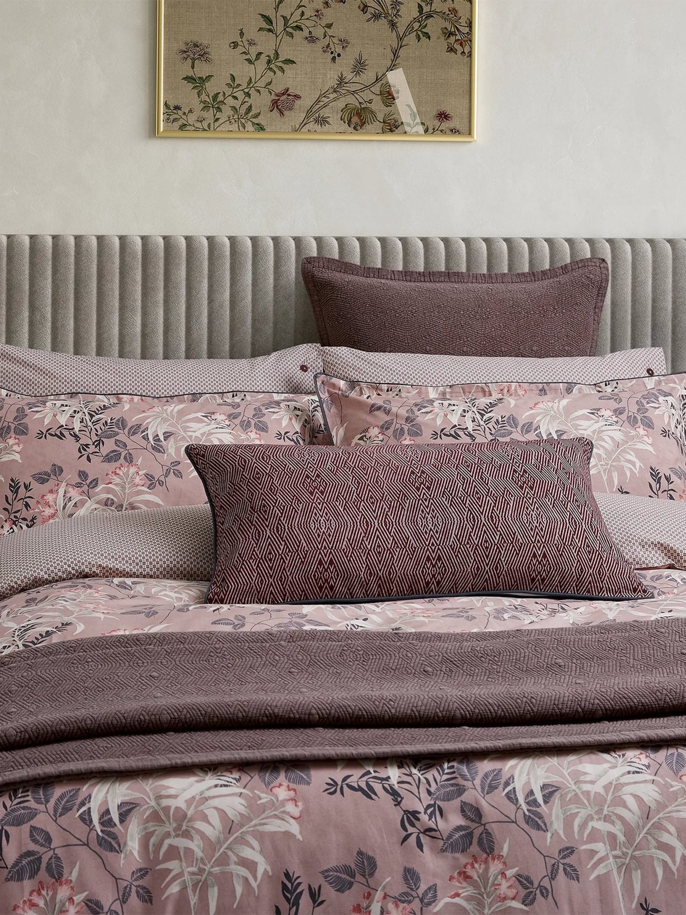 Katara Standard Pillowcase Pair Pink & Grey
