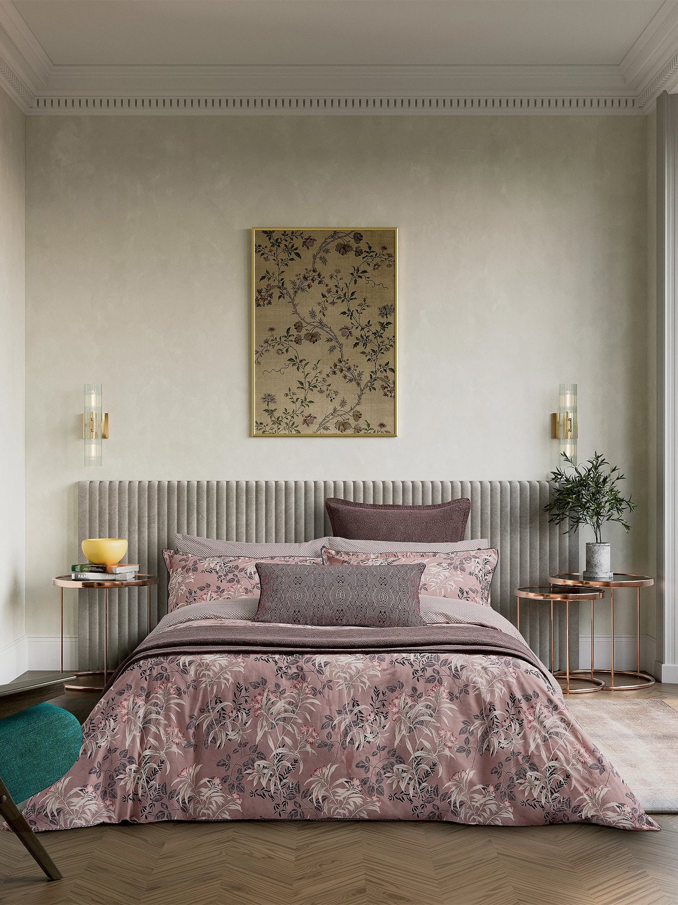 Katara Standard Pillowcase Pair Pink & Grey