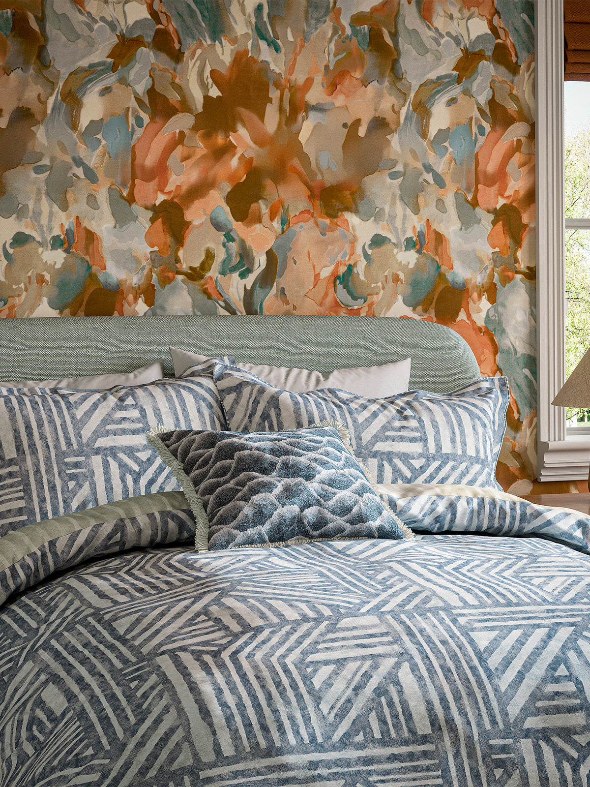 Crater Cotton Duvet Cover Set Super King - Sapphire