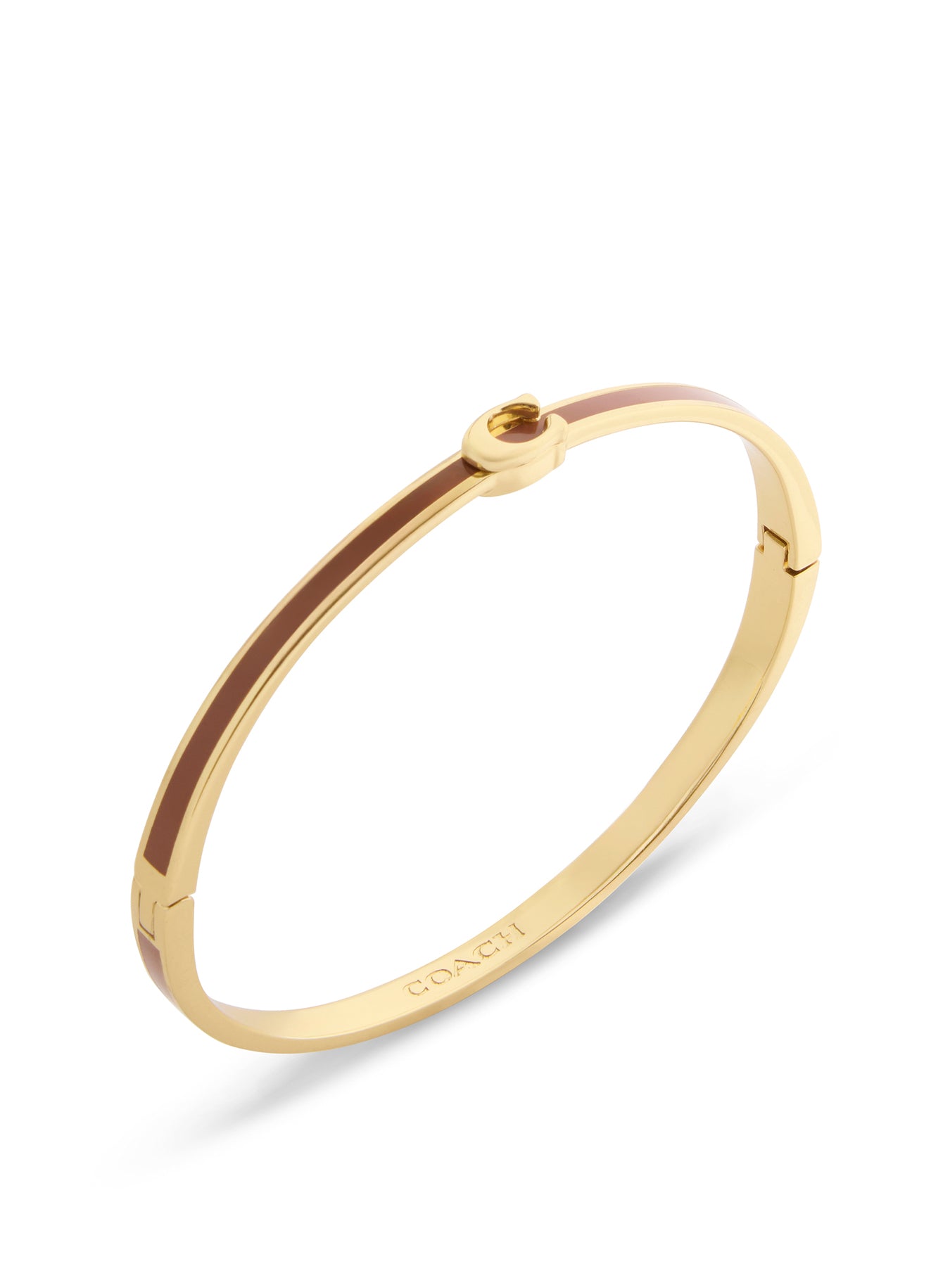 C Enamel Hinged Bangle Gold