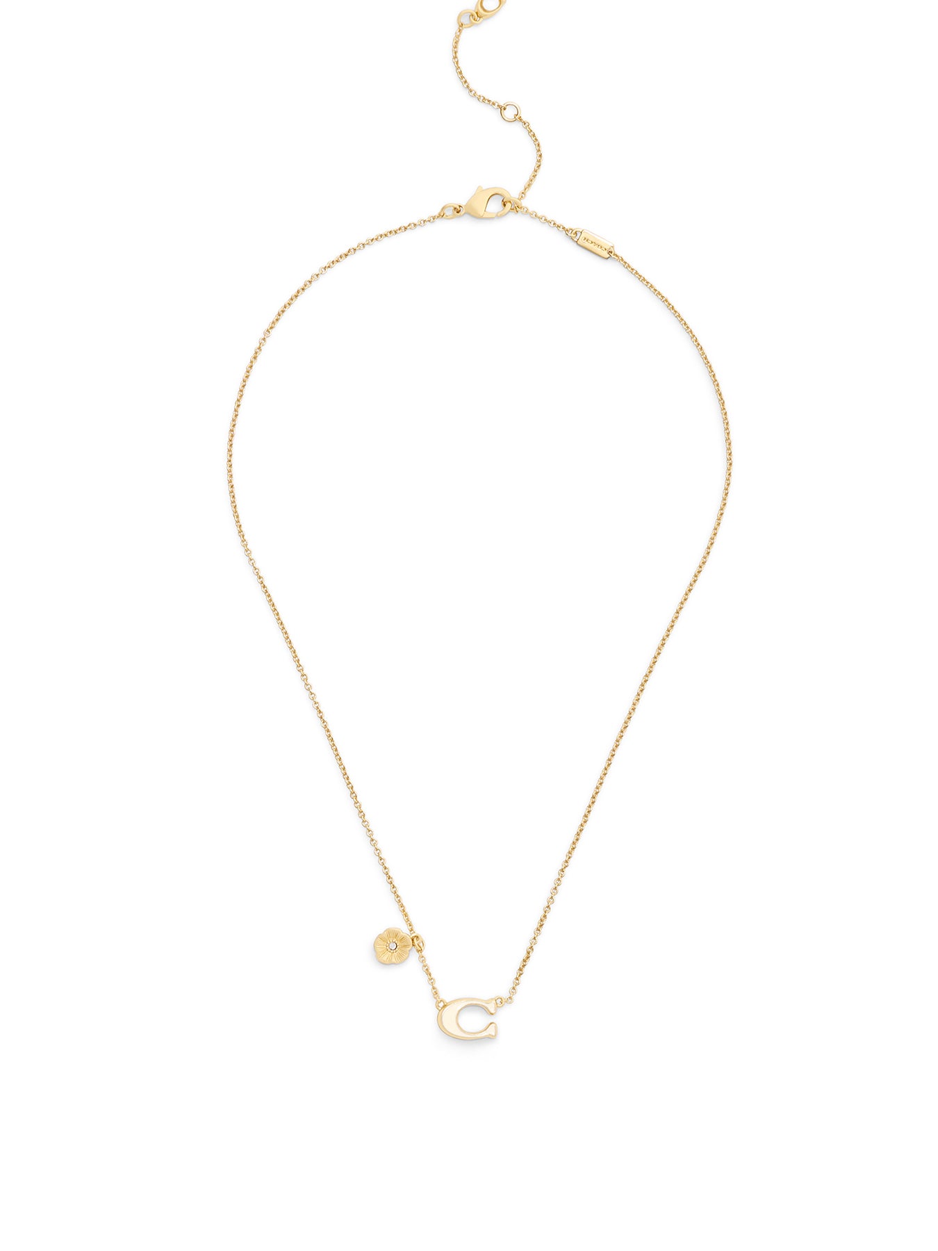 Enamel C Tearose Pendant Necklace Chalk