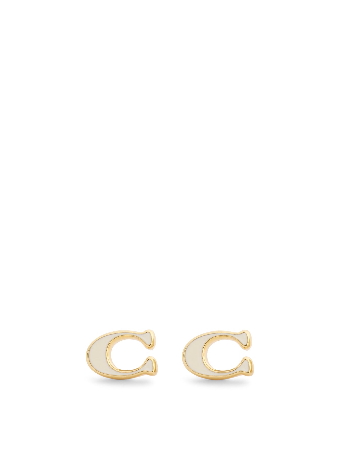 Enamel C Stud Earrings Chalk