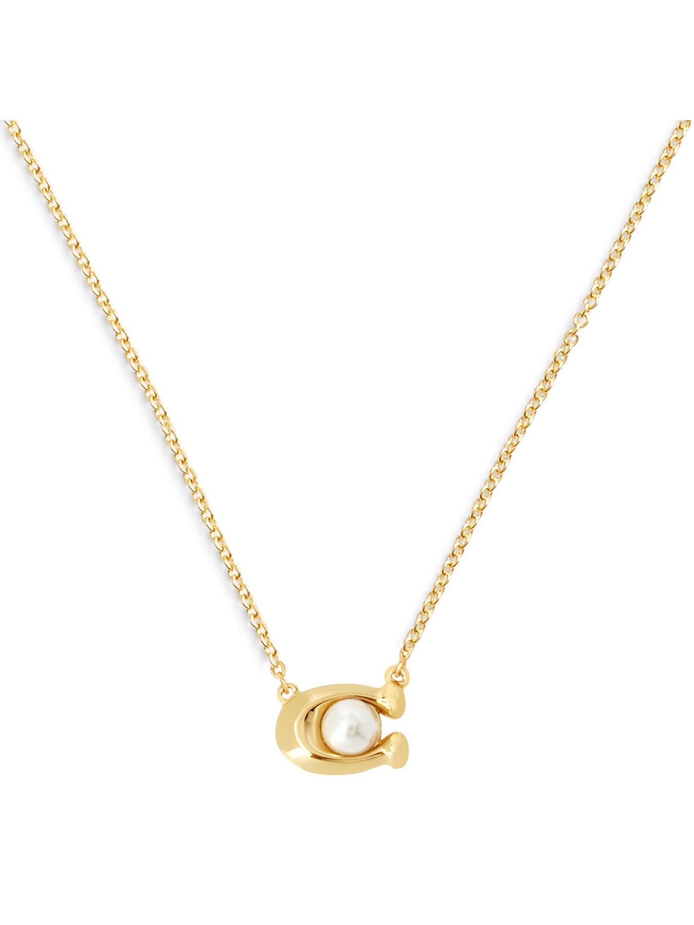 C Pearl Necklace & Earrings Gift Set Gold