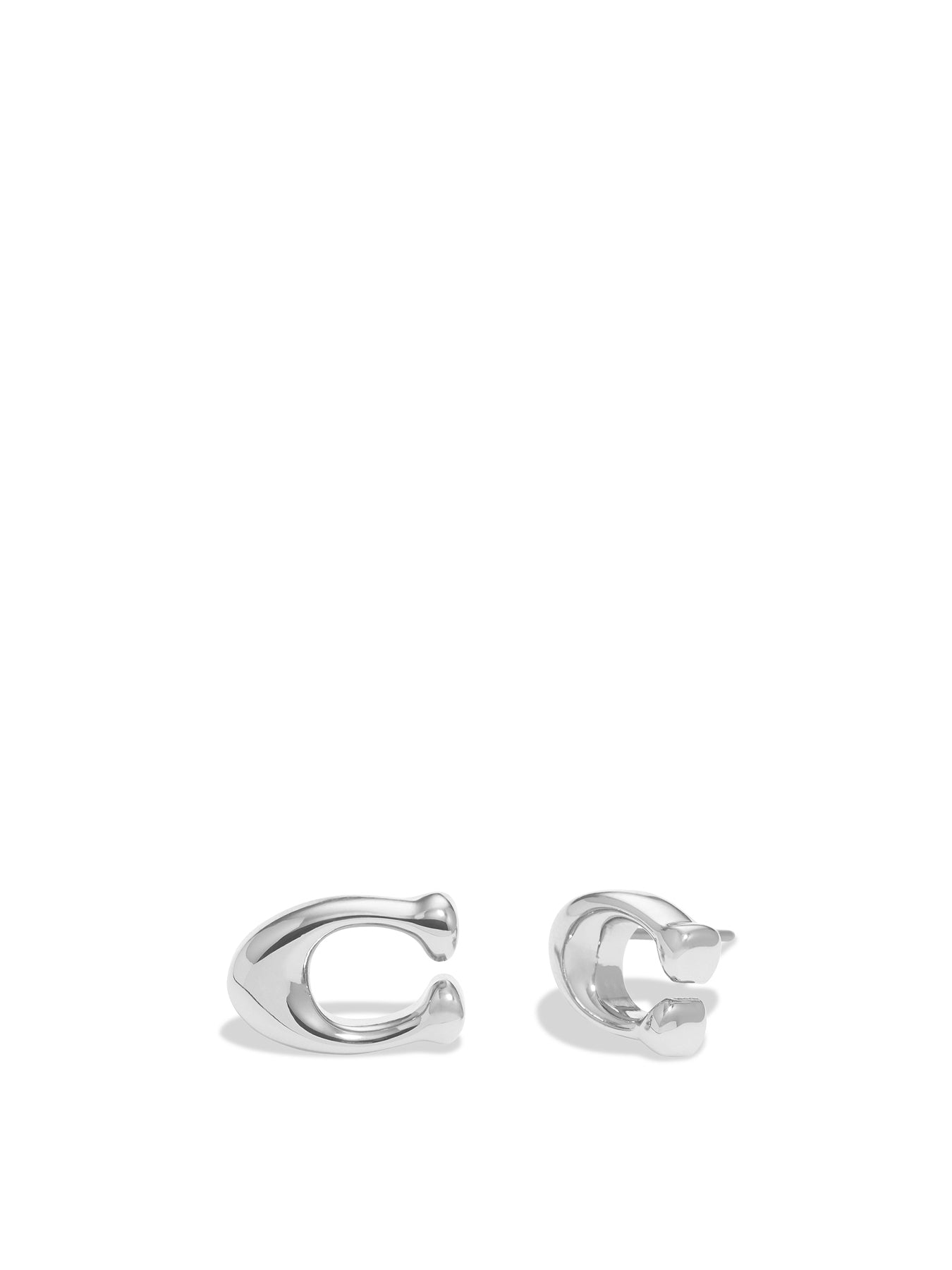 Bubble C Stud Earrings Silver