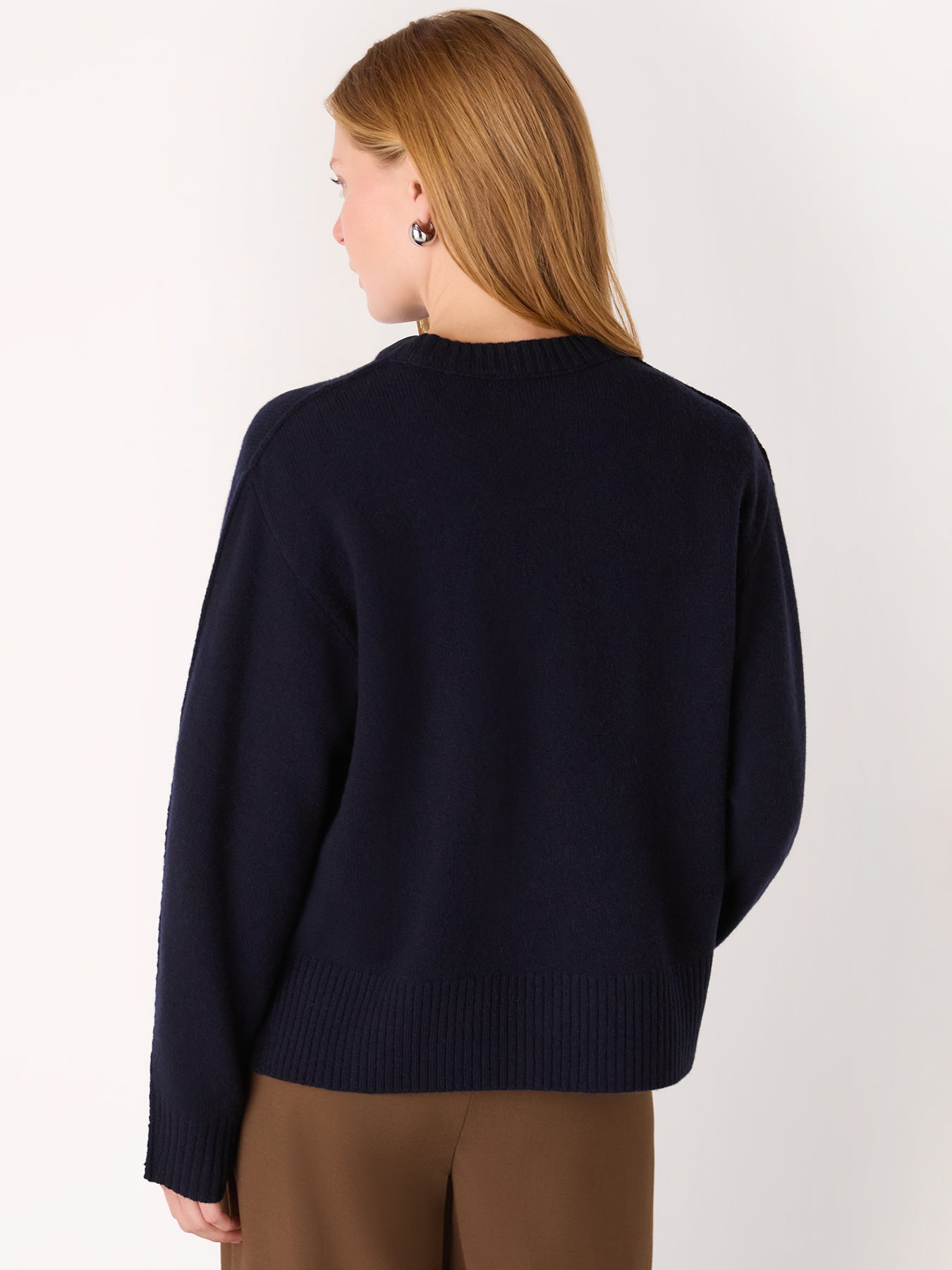 Side Stripe Detail Wool Knit Blue