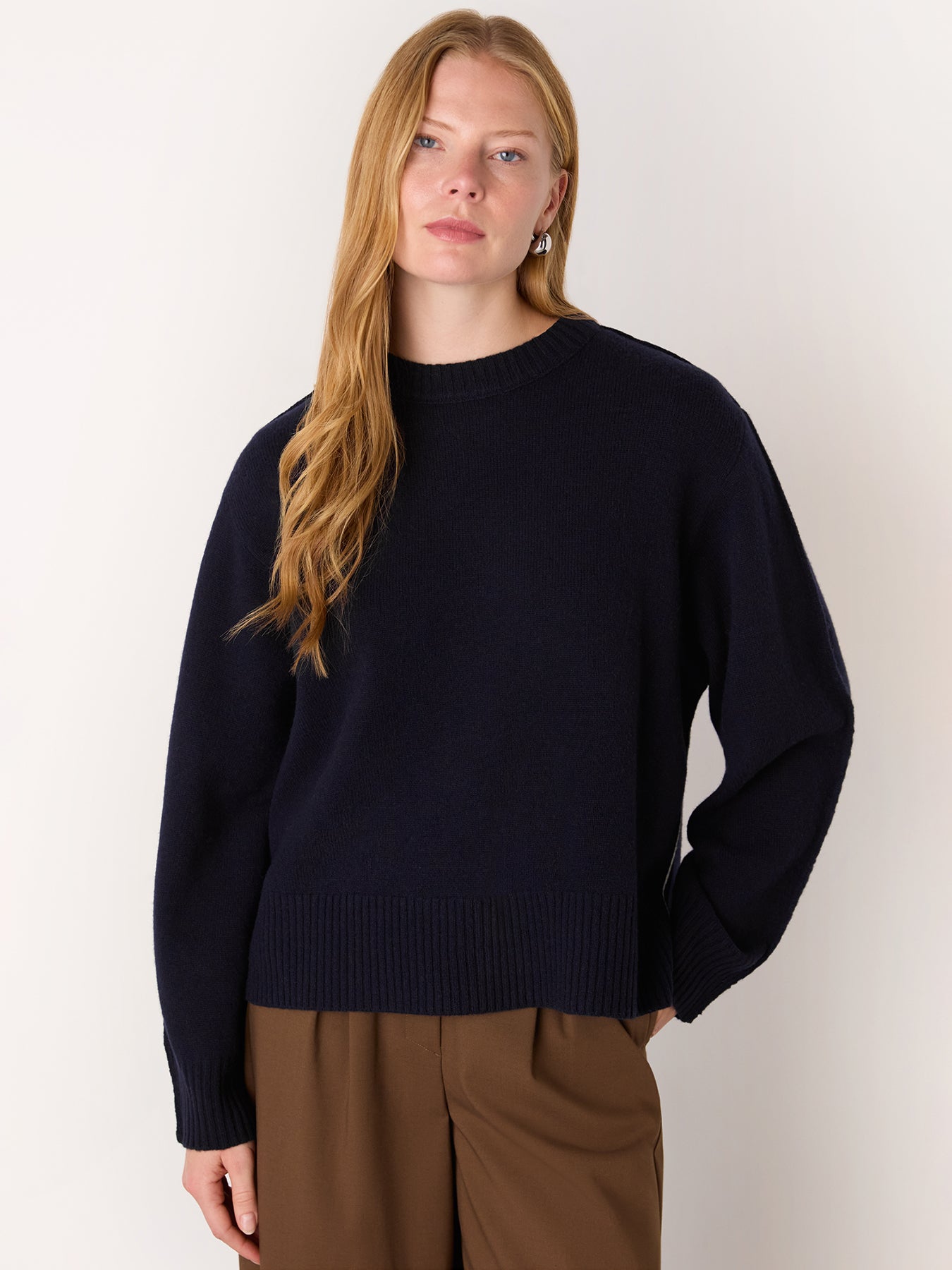 Side Stripe Detail Wool Knit Blue