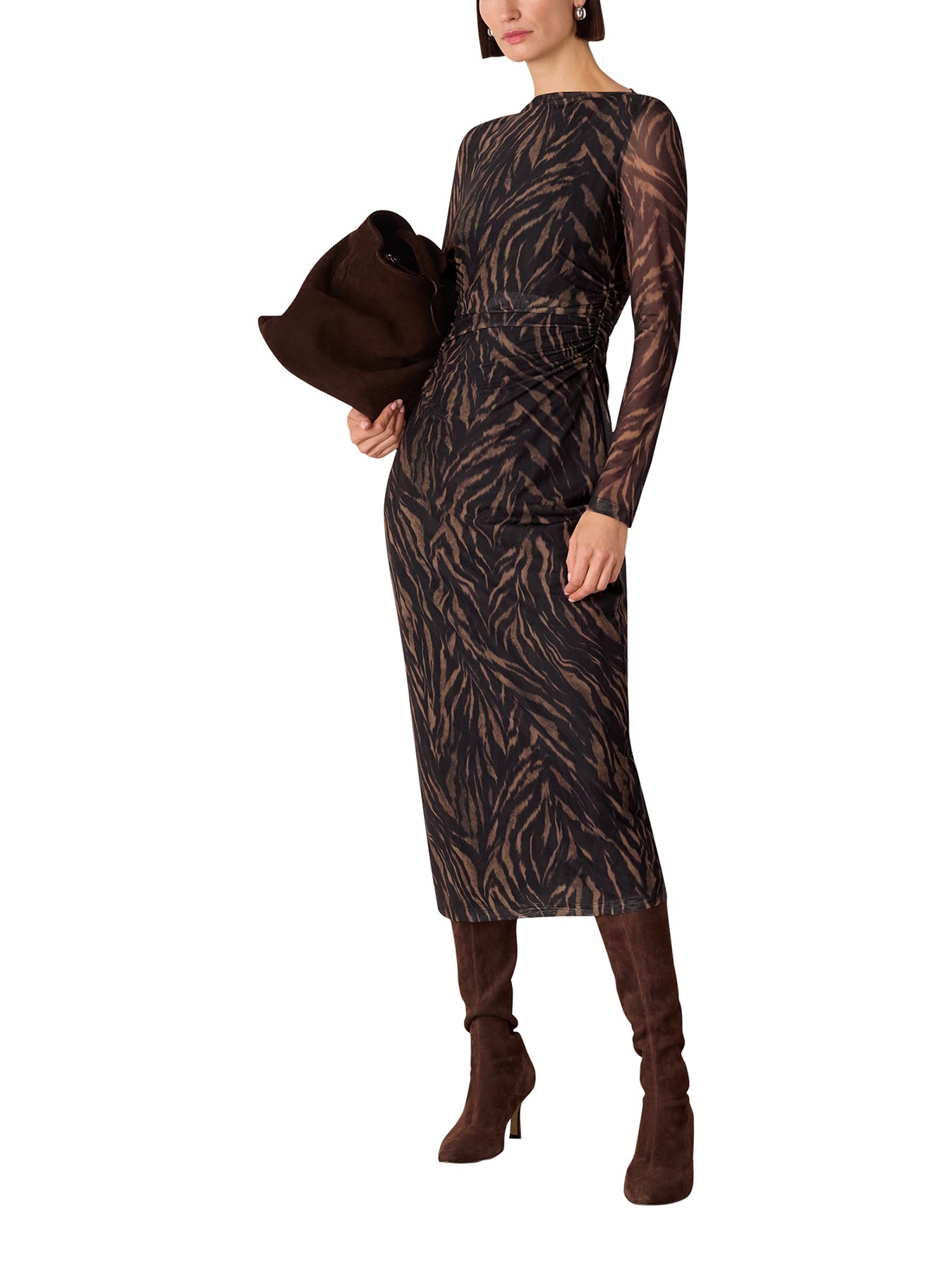 Abstract Zebra Mesh Dress Black