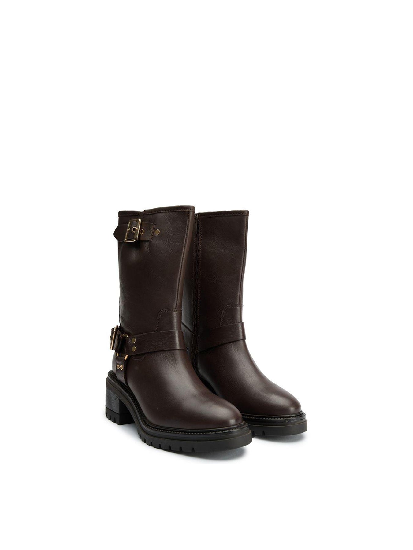 Grunge Biker Boots Brown