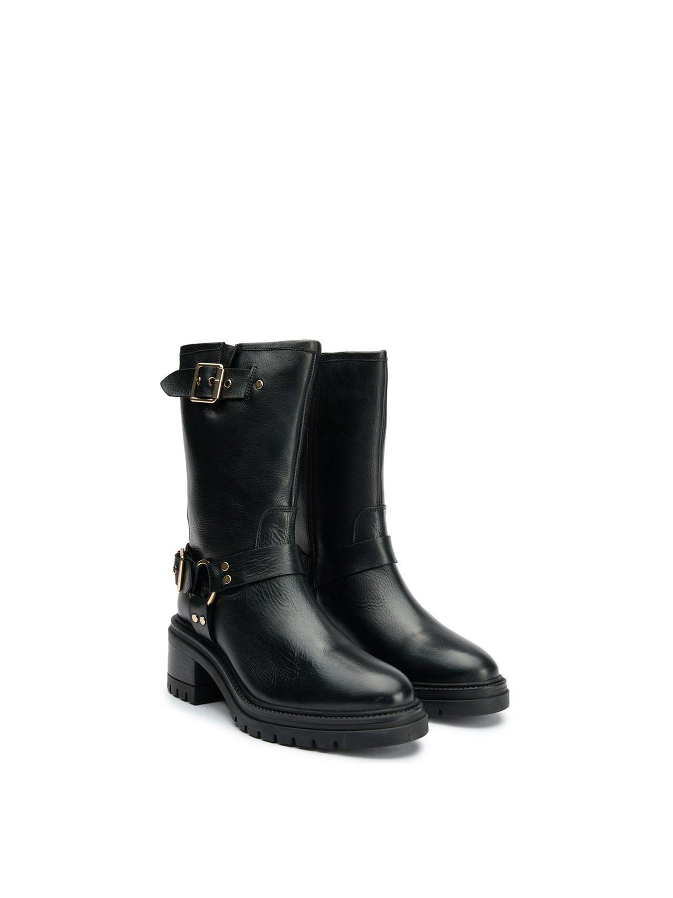 Grunge Biker Boots Black