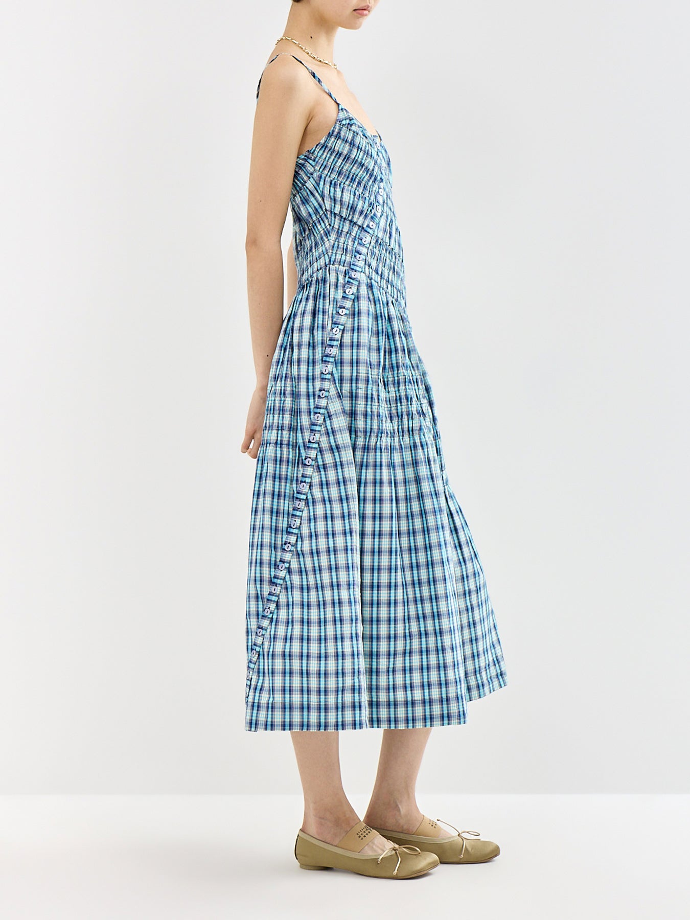 Lyra Tomboy Check Midi Dress Blue