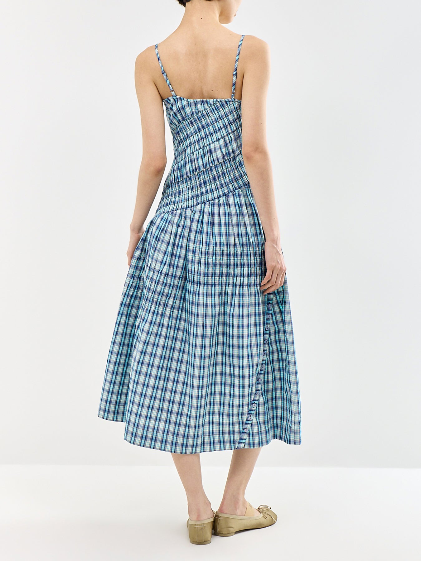 Lyra Tomboy Check Midi Dress Blue