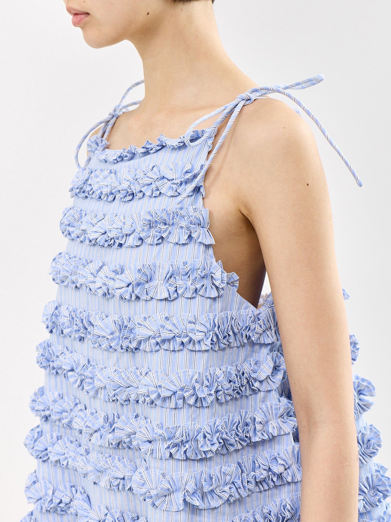 Leili Ruffle Mini Dress Blue Stripe