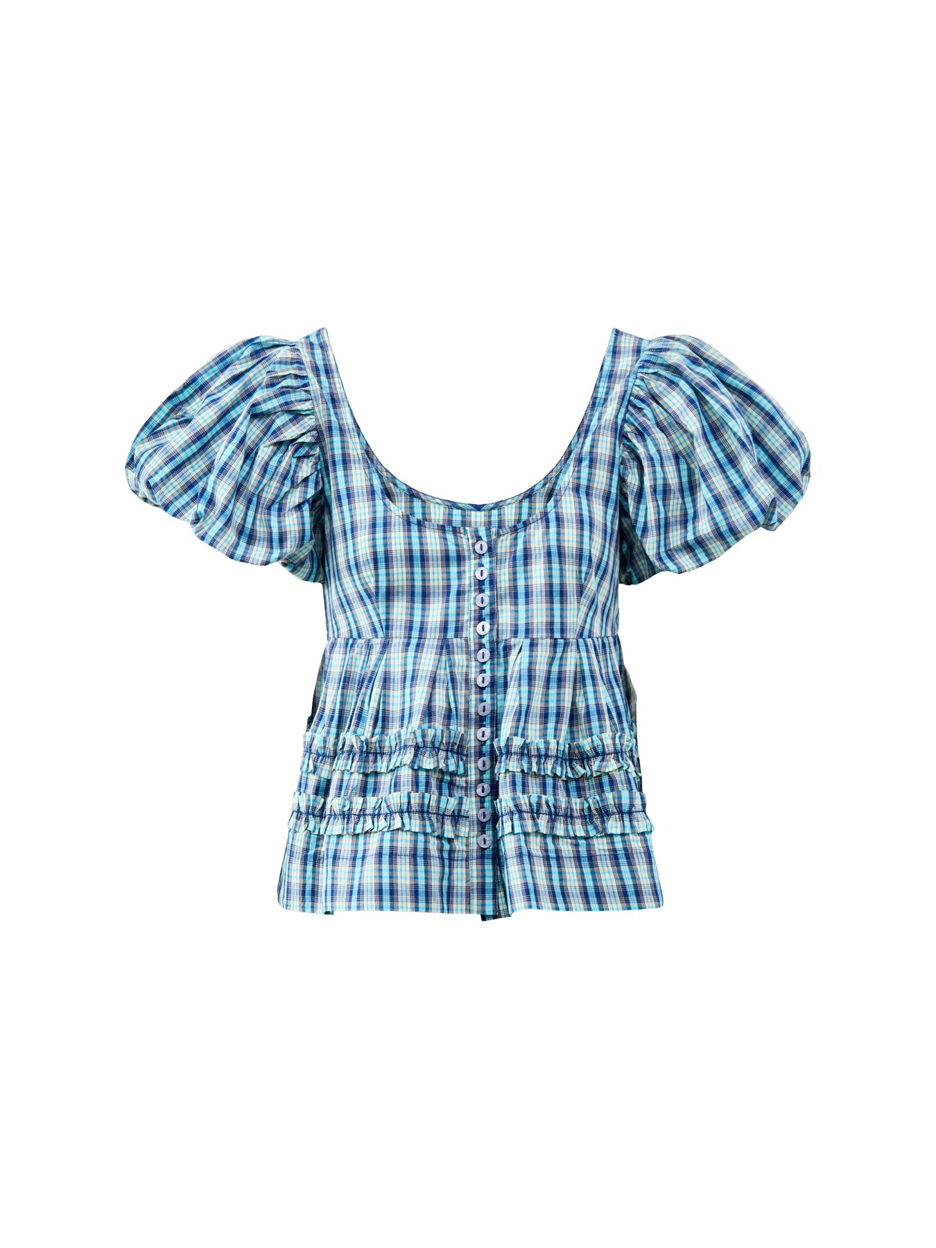 Summer Joy Check Blouse Blue