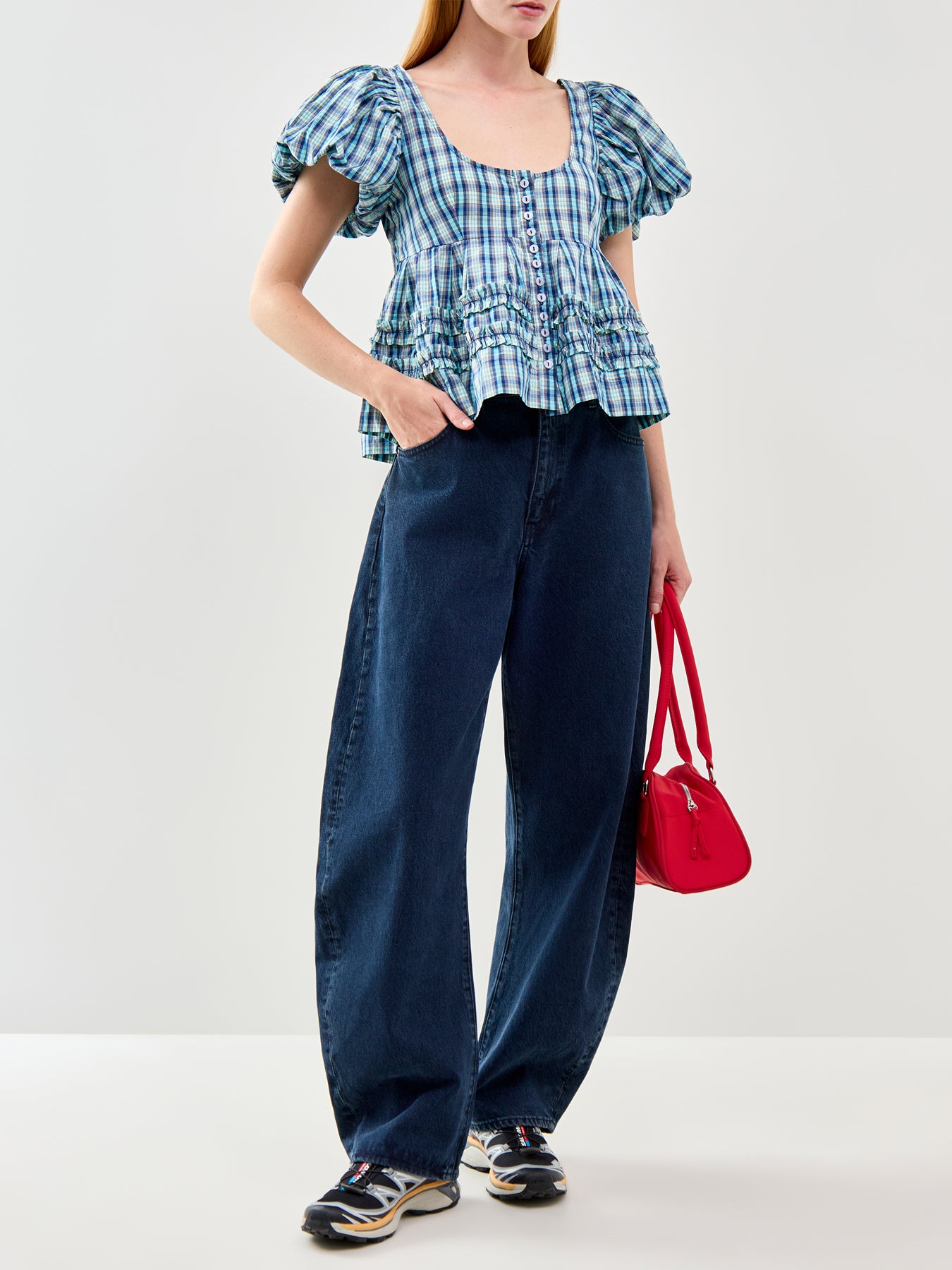 Summer Joy Check Blouse Blue