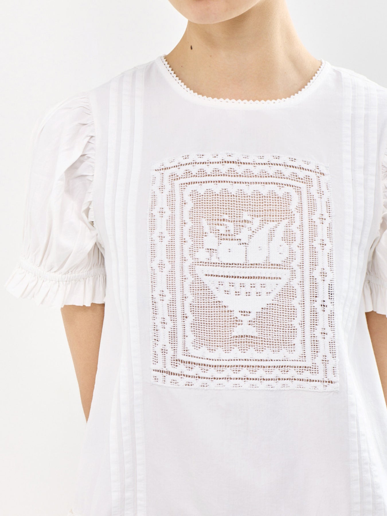Mabel Lace Insert Blouse White