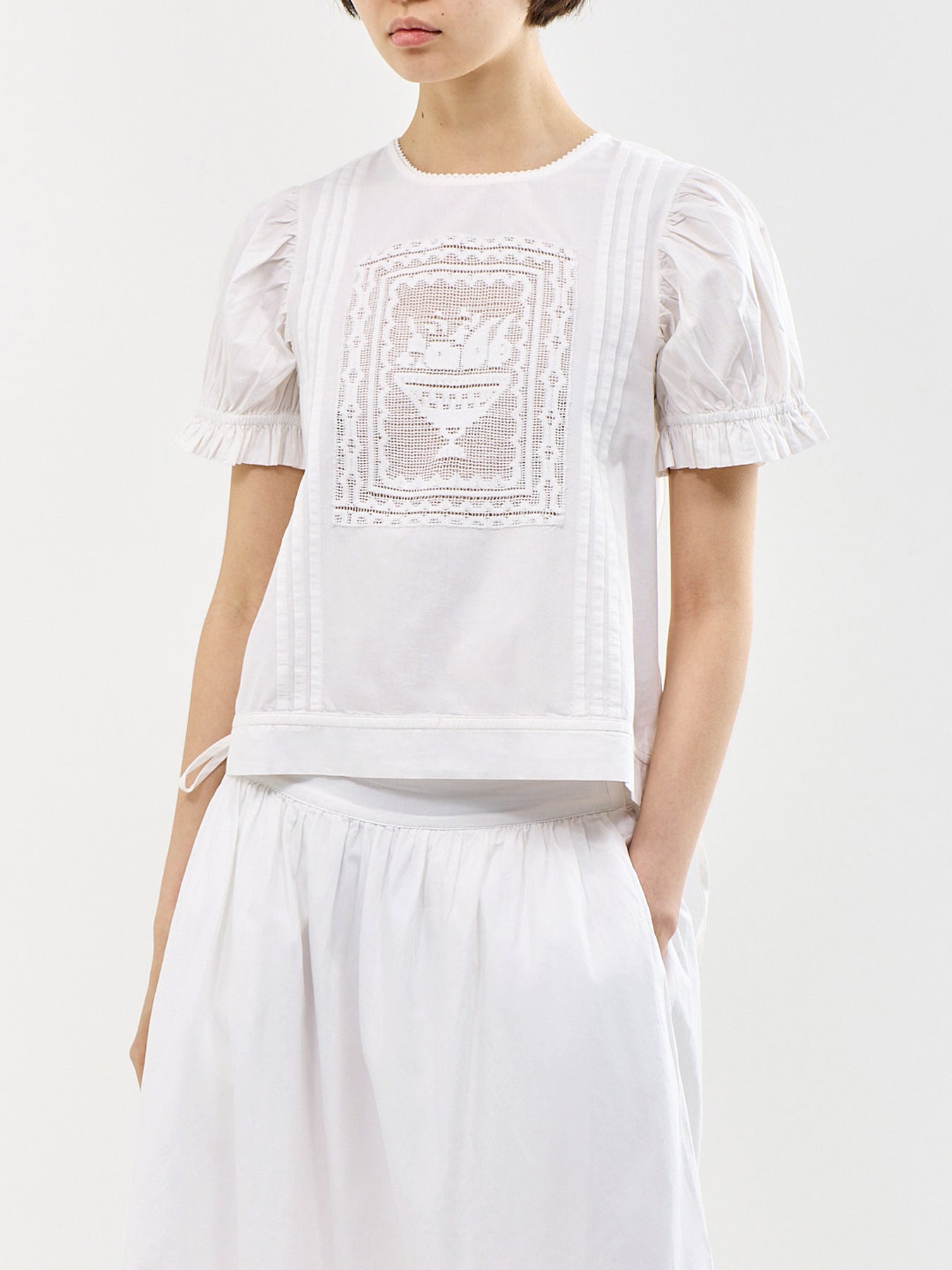 Mabel Lace Insert Blouse White