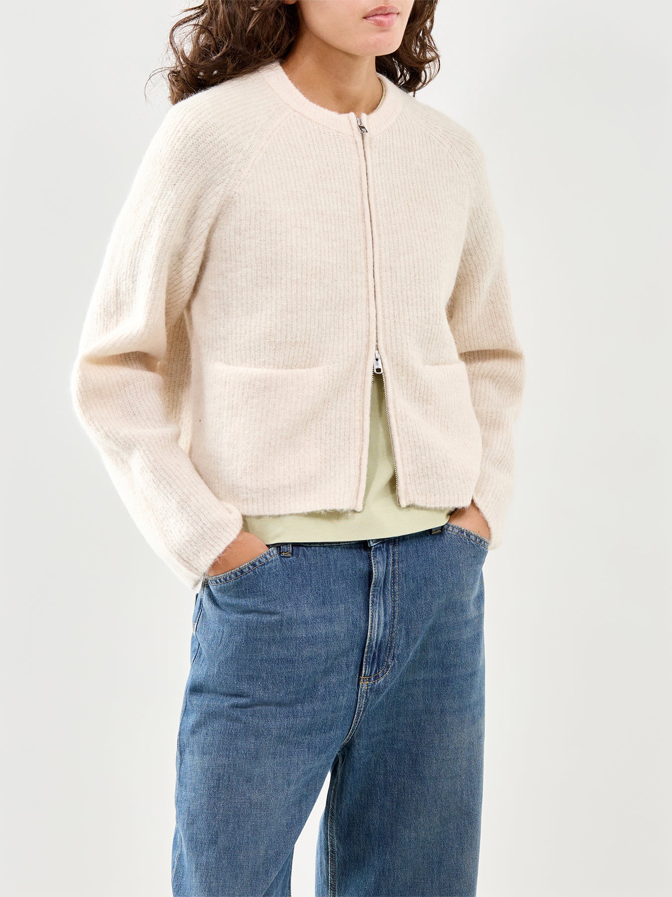 Short Knit Cardigan Cream