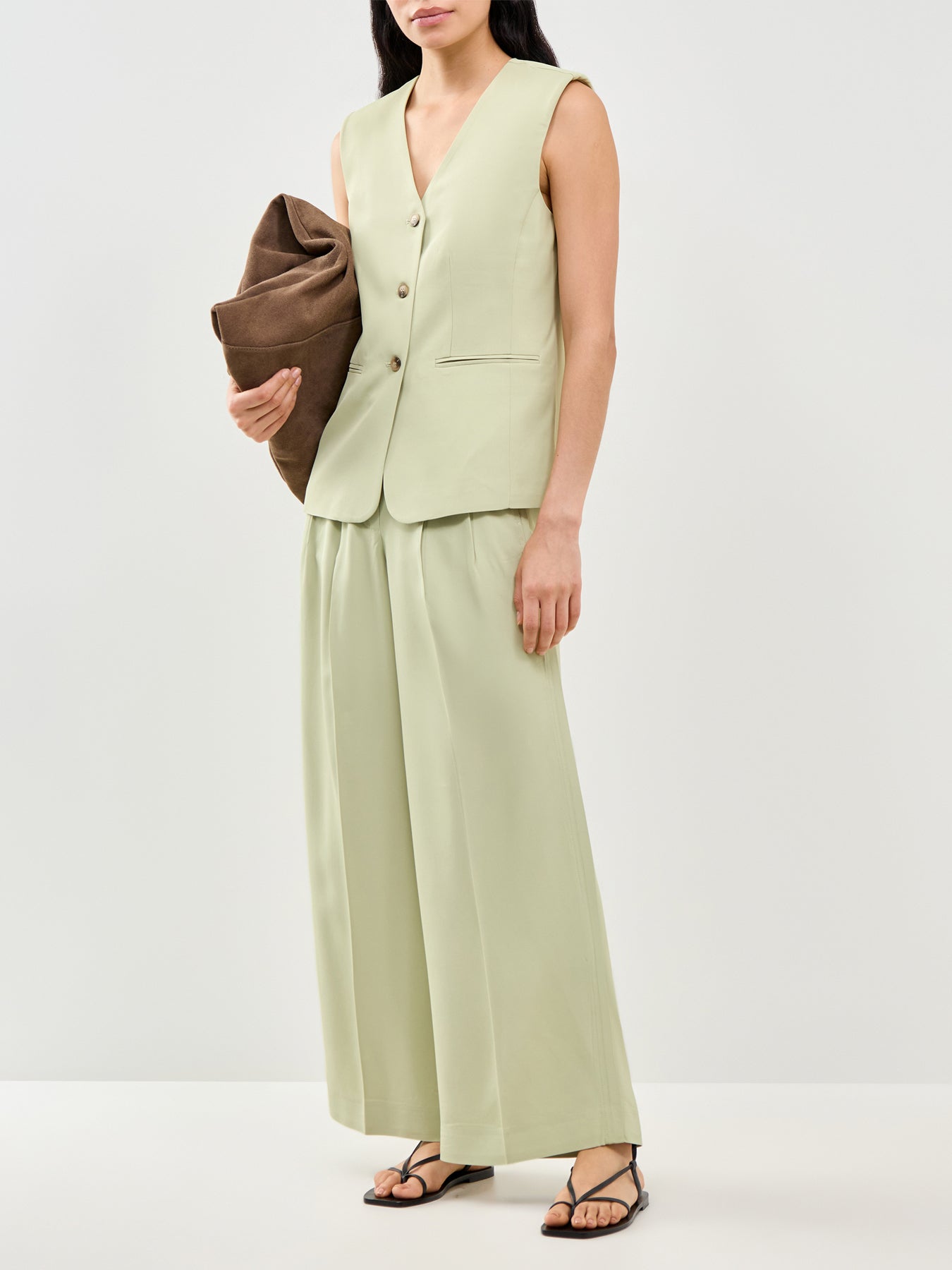 Extra Wide Ellie High Waisted Trousers Green