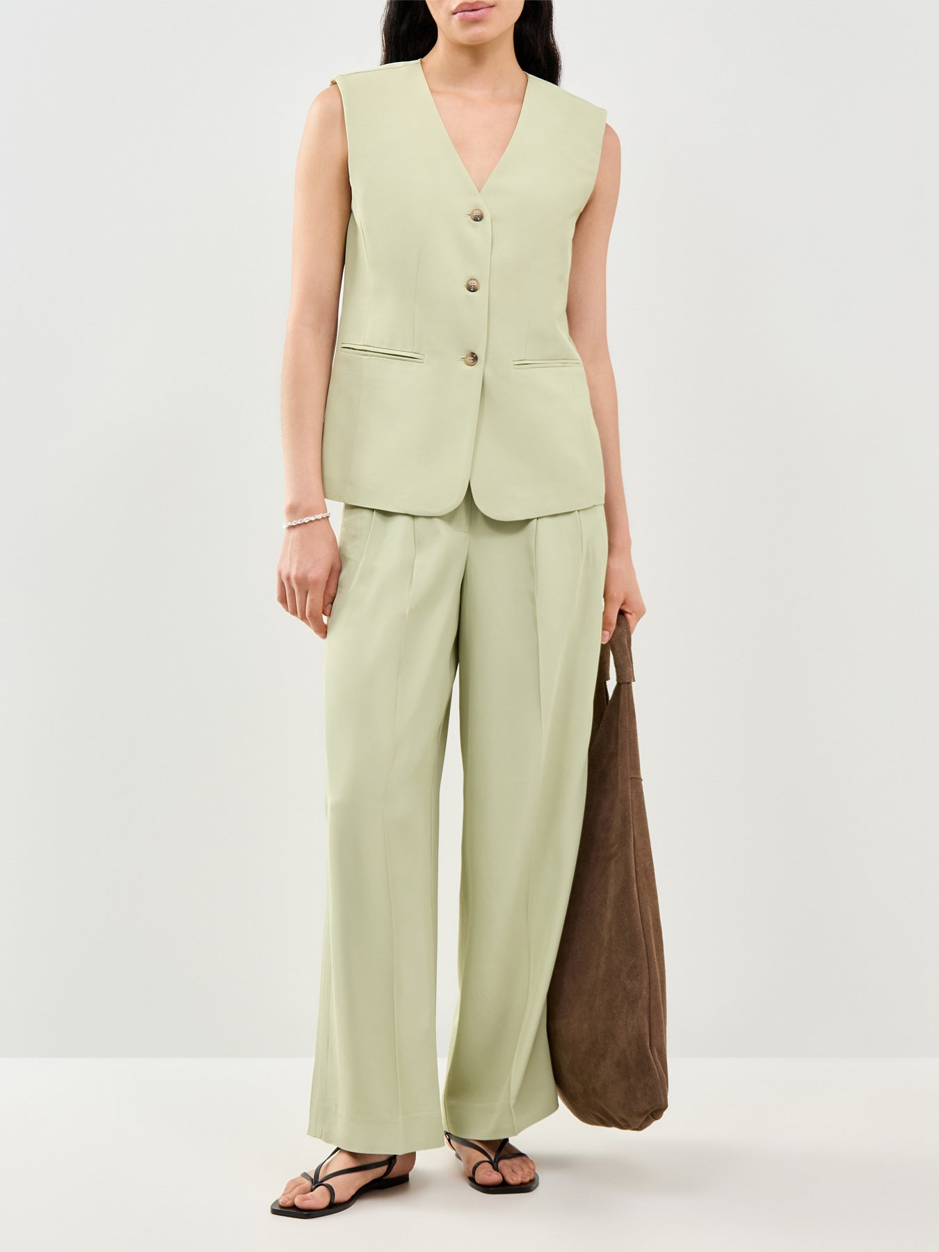SLFELLIE Tailored Waistcoat Vest Green