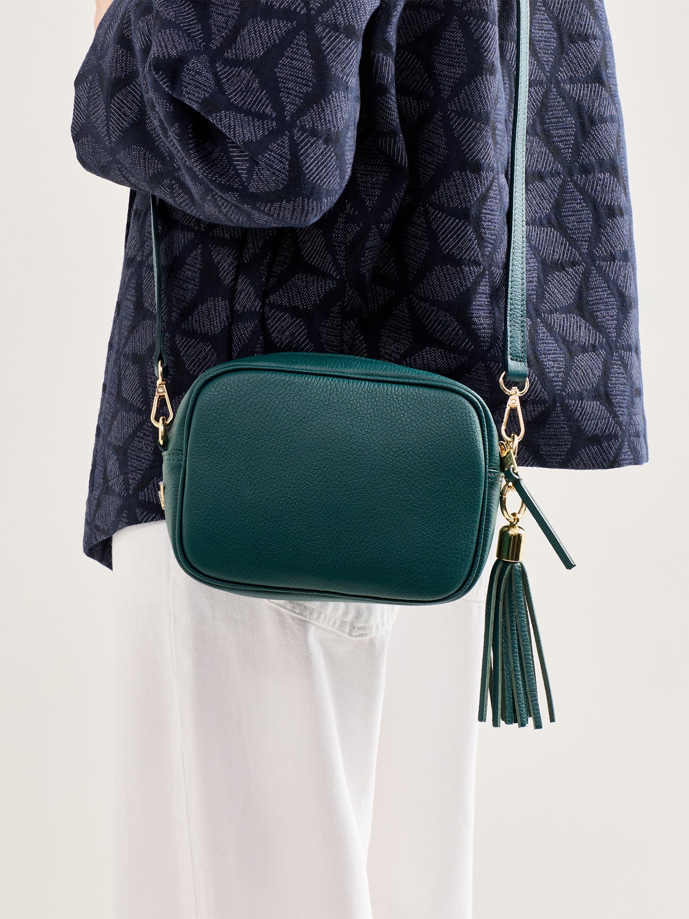 Tassel Leather Crossbody Bag Blue