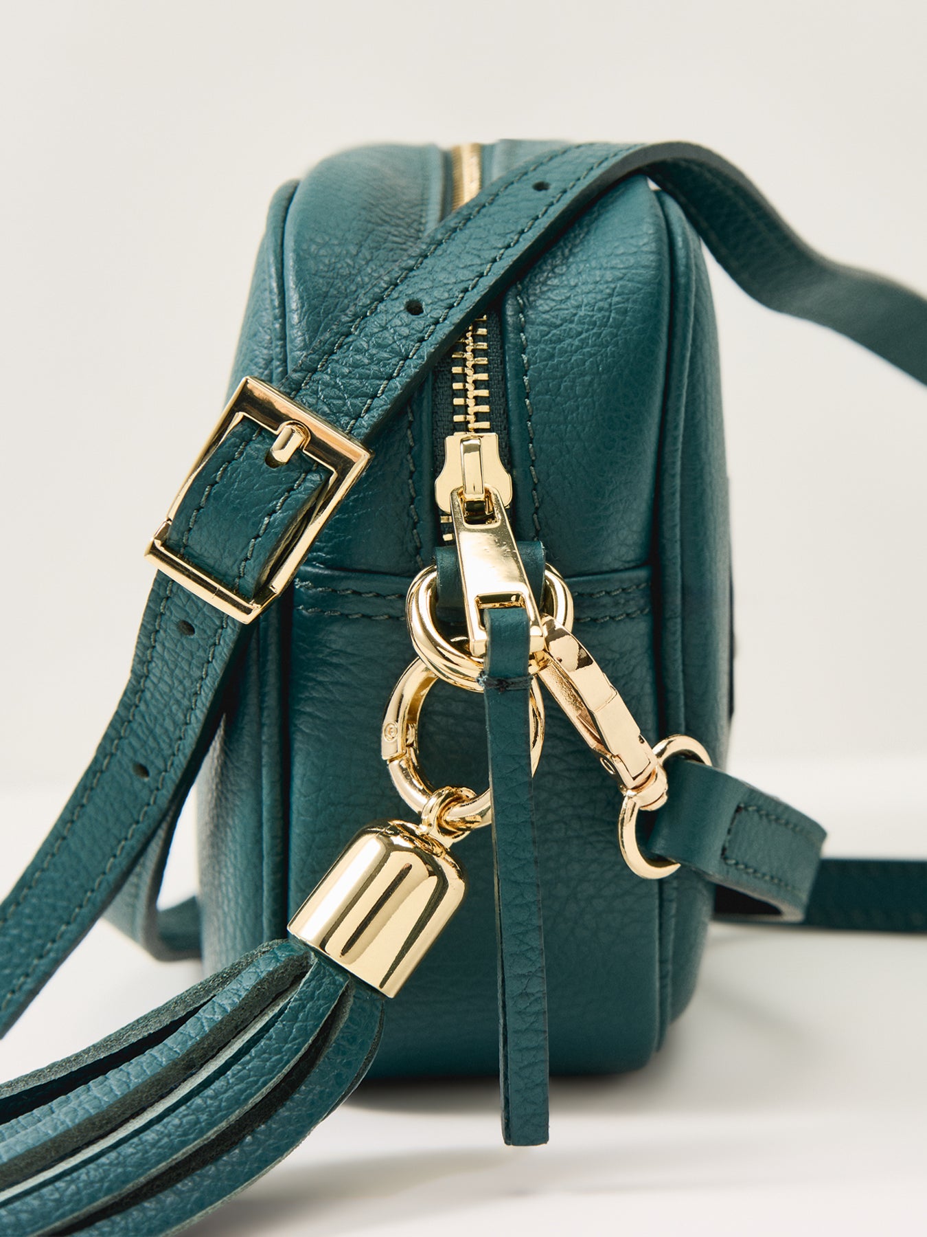 Tassel Leather Crossbody Bag Blue