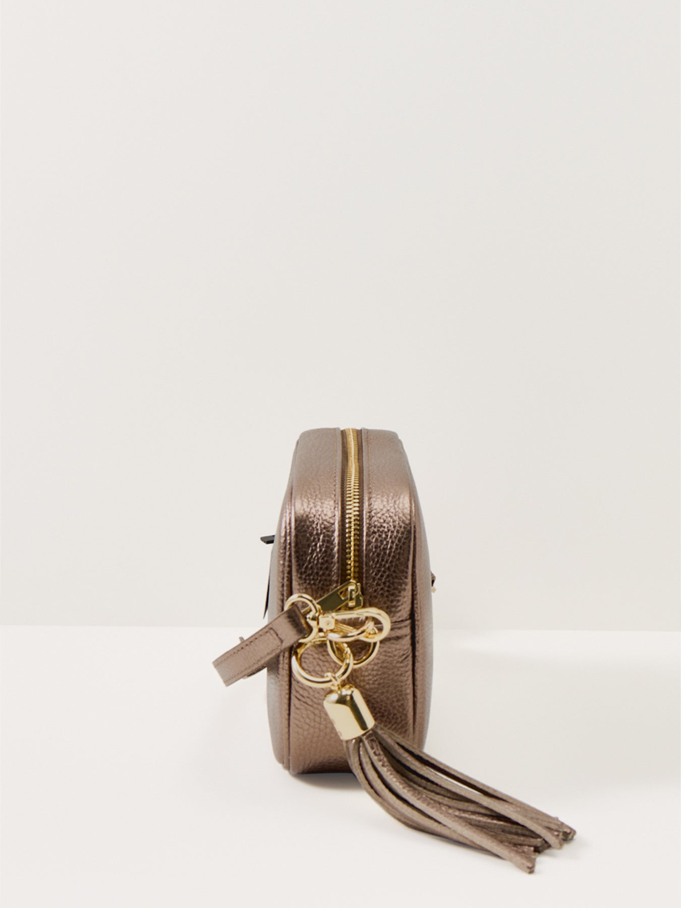 Tassel Leather Crossbody Bag Bronze
